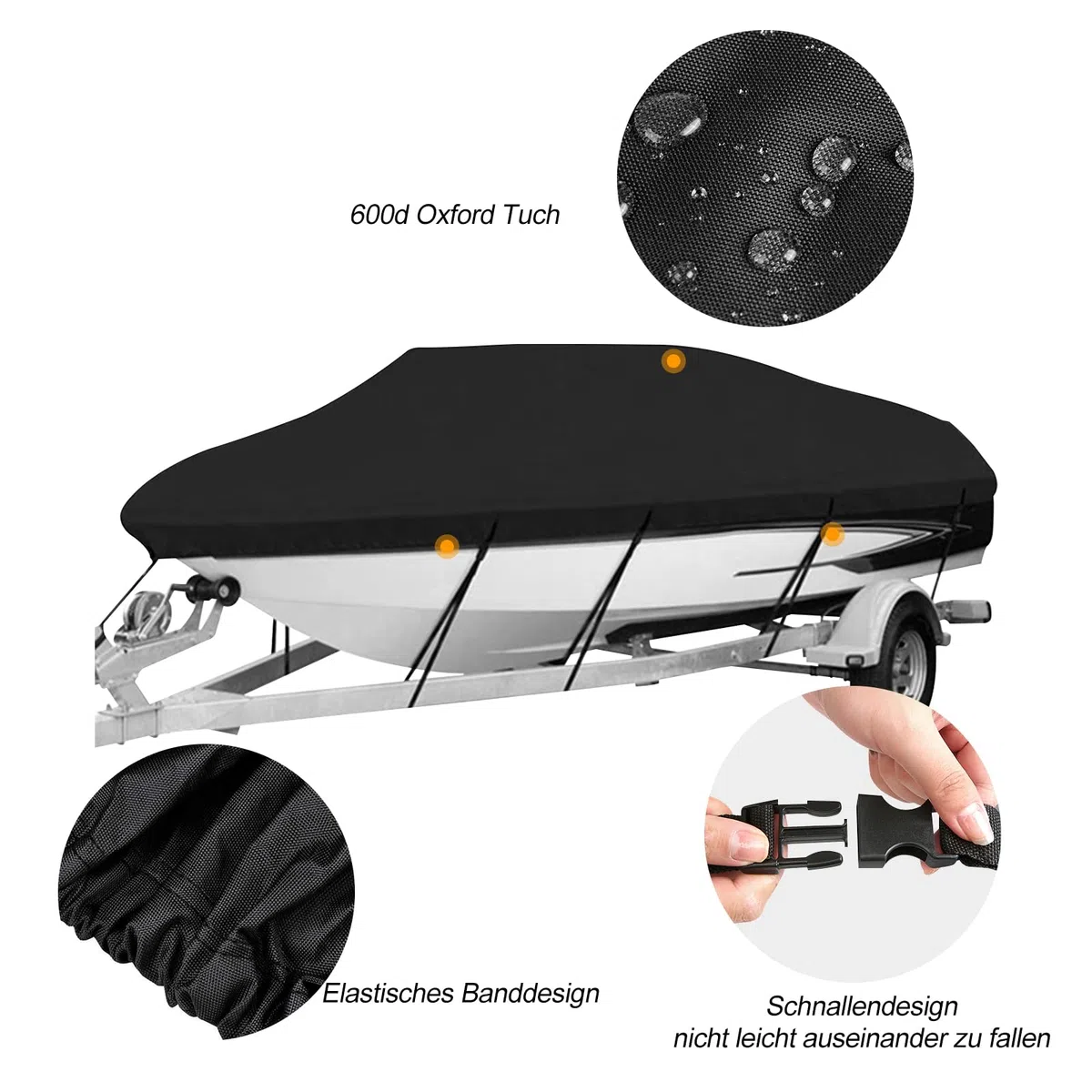 Ergocar Bootsabdeckung Für Mittelkonsolenboote 600D Oxford-Gewebe Strapazierfähige V-Rumpf-Staubschutzabdeckung Mit Aufbewahrungstasche Geeignet Für Boote Von 17 Bis 19 Fuß Und 20 Bis 22 Fuß