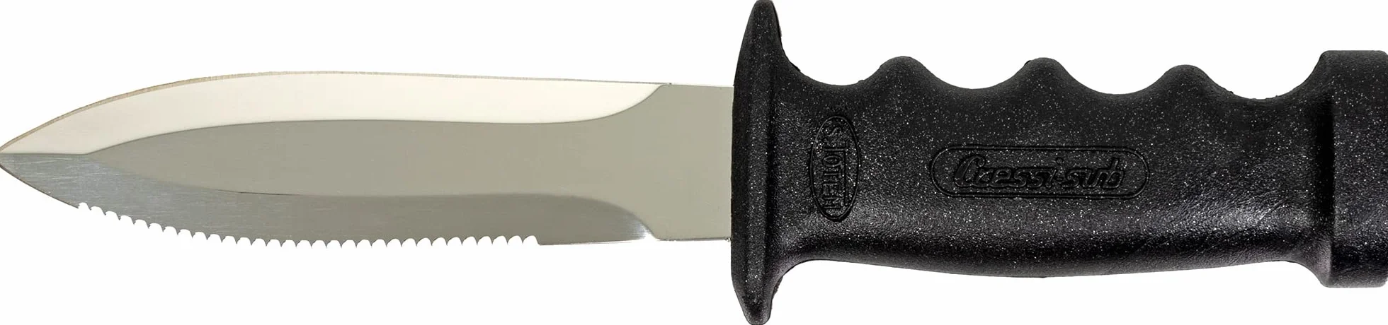 Cressi Supertotem - Tauchmesser Rettungsmesser Bootsmesser mit Glatter/Gezahnter 12,4 cm Klinge aus Rostfreiem Stahl, Anatomisches Diving Knife, Tauchermesser + Scheide + 2 Wadenriemen, Klinge 23,2 cm