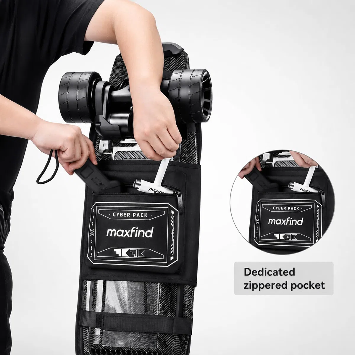 maxfind Professioneller Skateboard-Rucksack, wasserdicht, langlebig, multifunktional, Sporttasche für Elektro-Skateboard & Longboard, Pendler, Reiserucksack mit verstellbaren Trägern