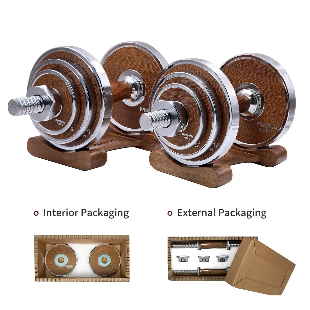 PROIRON Hanteln Walnuss-Stahl Hantel Set 20KG Einstellbare Hantel für Gym Office Home (Paar)