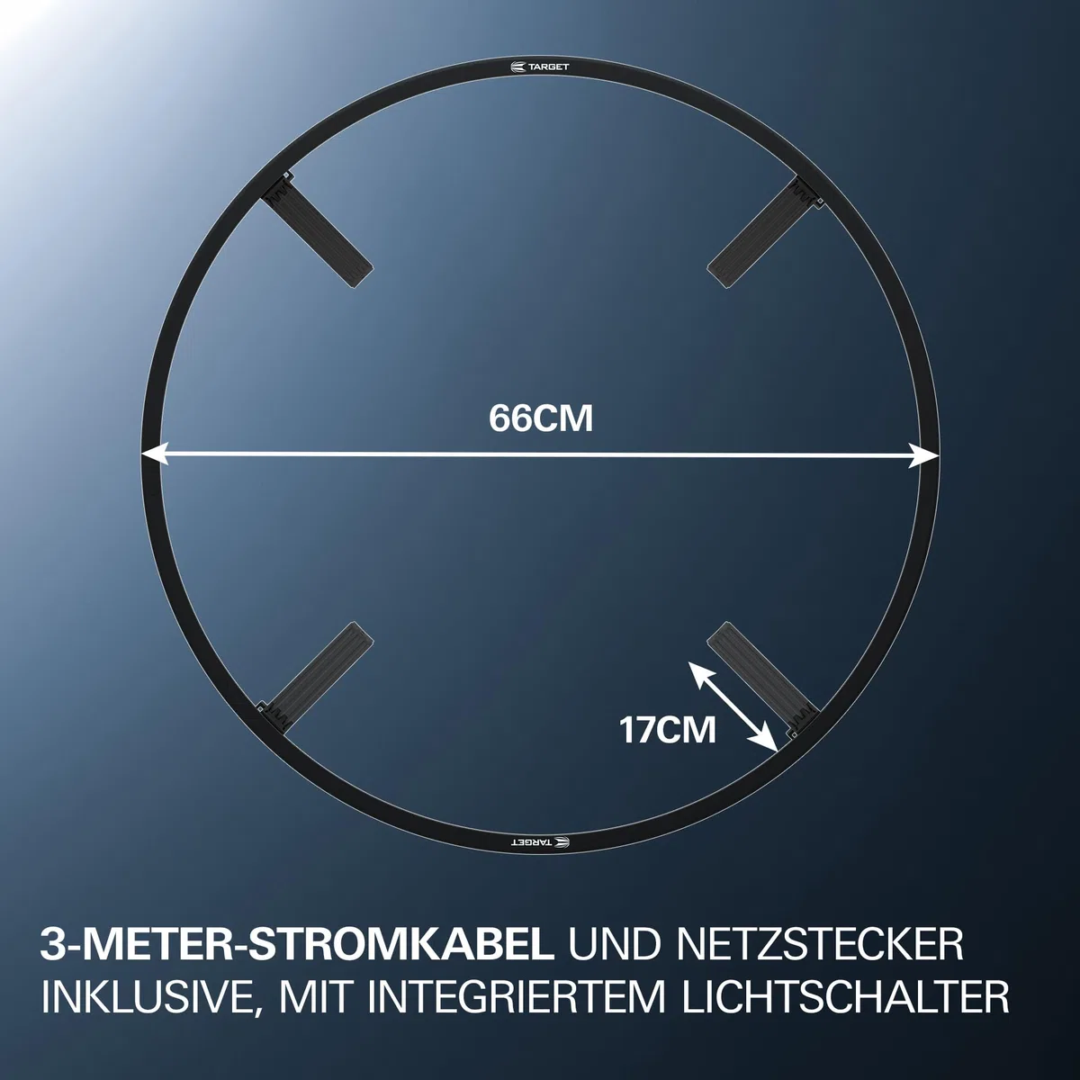 Target Darts Corona Vision Dartboard Lighting System, Schwarzer Rahmen | Weißes LED Dart Board Surround Ringlicht mit magnetischen Füßen | Schatten eliminierendes Dartboard Licht | Professionelle Dart