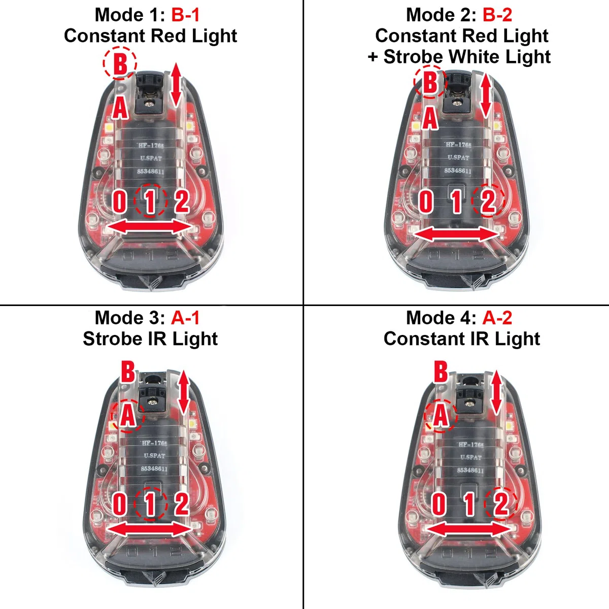 Hunting Explorer Helm Signal Light LED + IR / Strobe Military Air Manta Light, für Outdoor Tactical Helm wasserdichte Sicherheit Sicherheits Strobe Signal Lampen