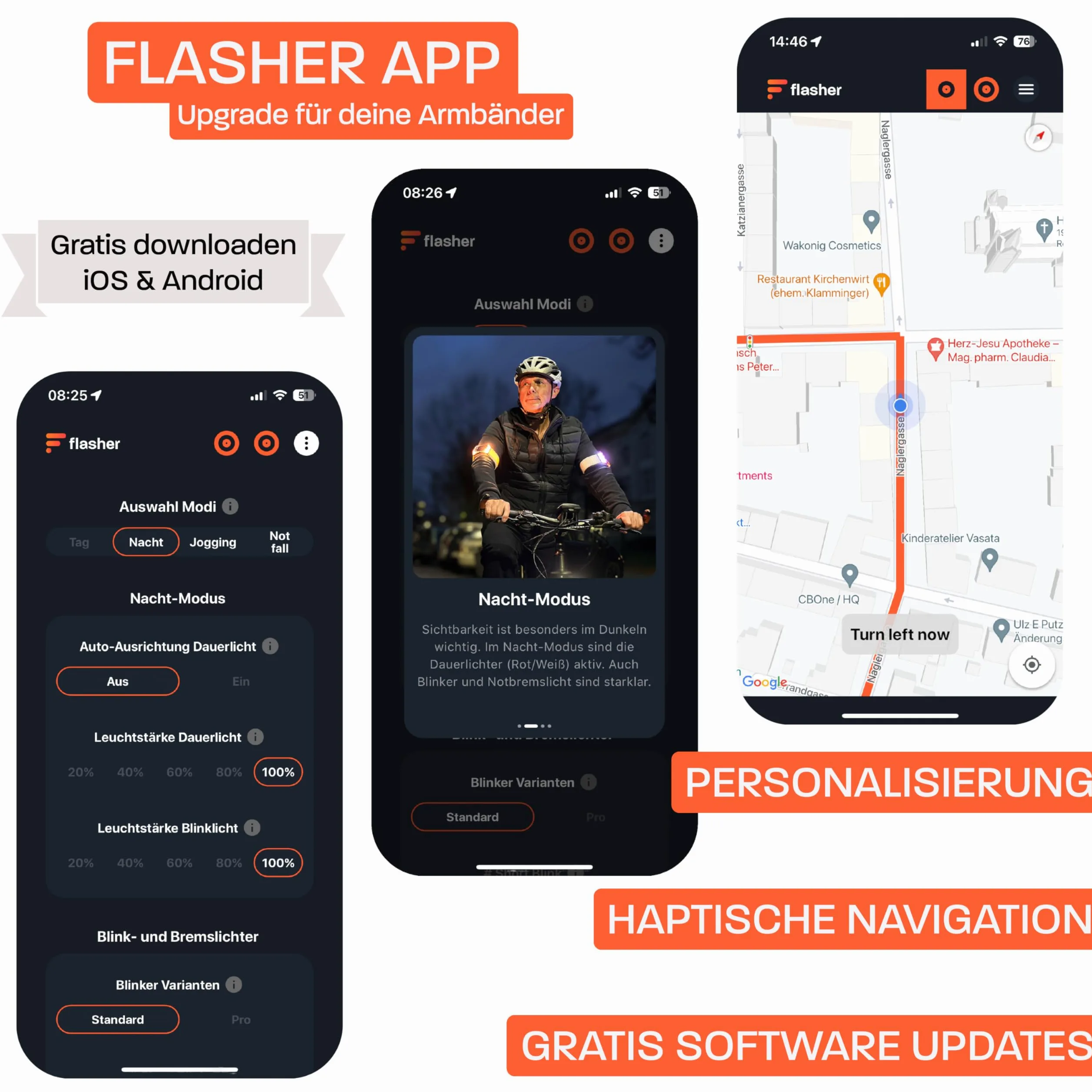 Flasher Patentierte Blinker Armbänder für Fahrrad, E-Scooter, Läufer | Smartes Bremslicht, Blinklicht, Frontlicht, Rücklicht | Die Höhle der Löwen