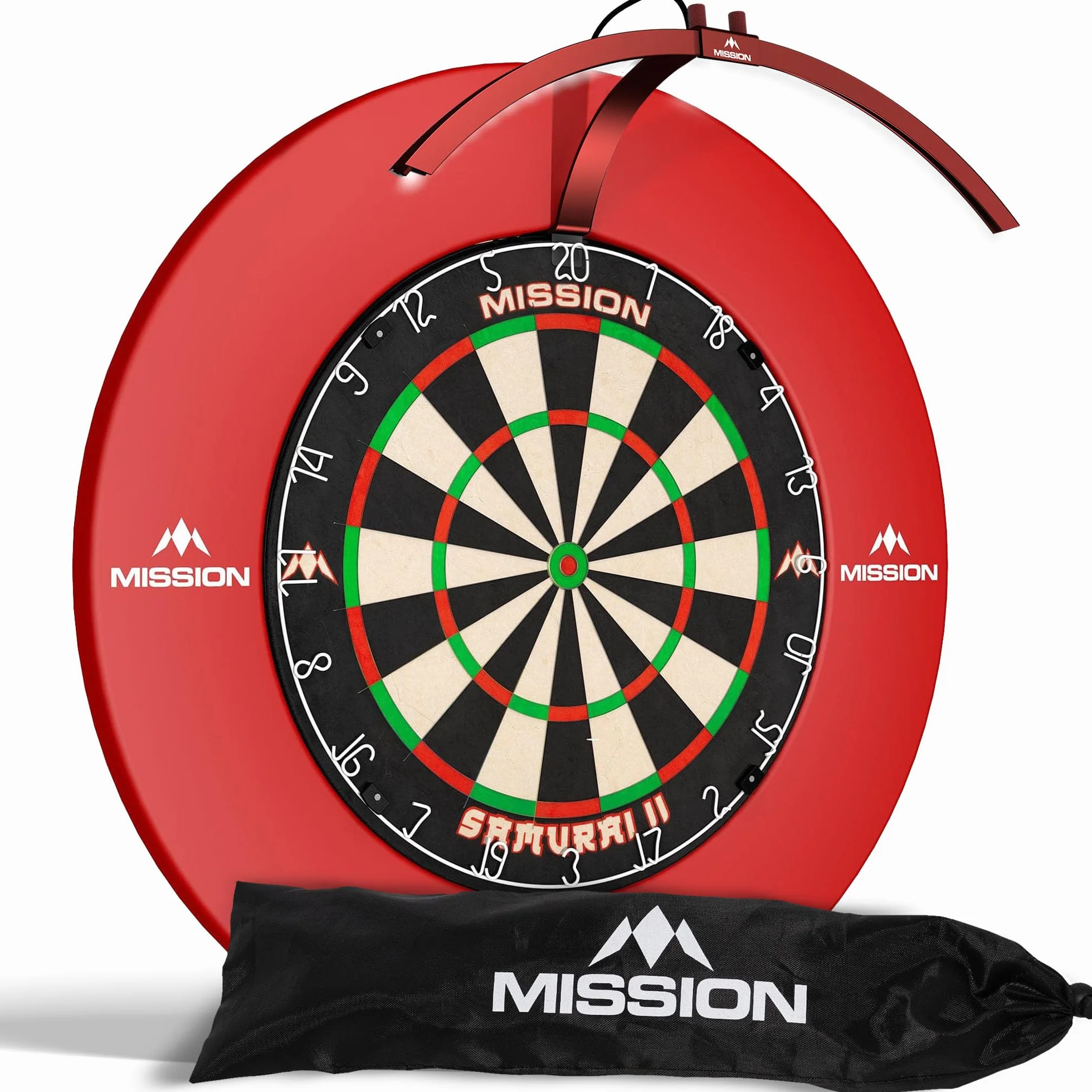 Mission Darts TOR100 Torus 100 | Dartscheibe LED klappbar tragbar Dartscheibe Reise Beleuchtungssystem