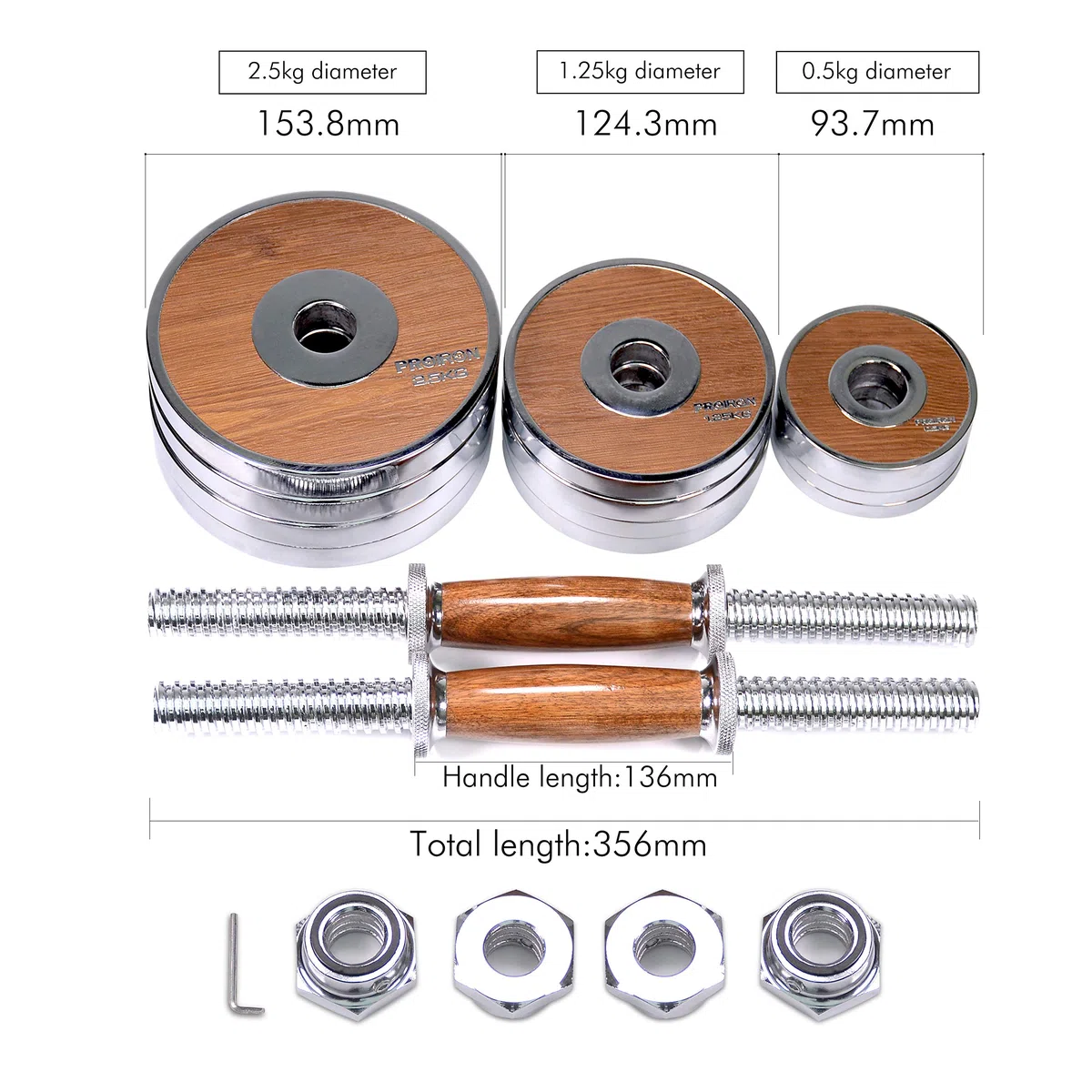 PROIRON Hanteln Walnuss-Stahl Hantel Set 20KG Einstellbare Hantel für Gym Office Home (Paar)