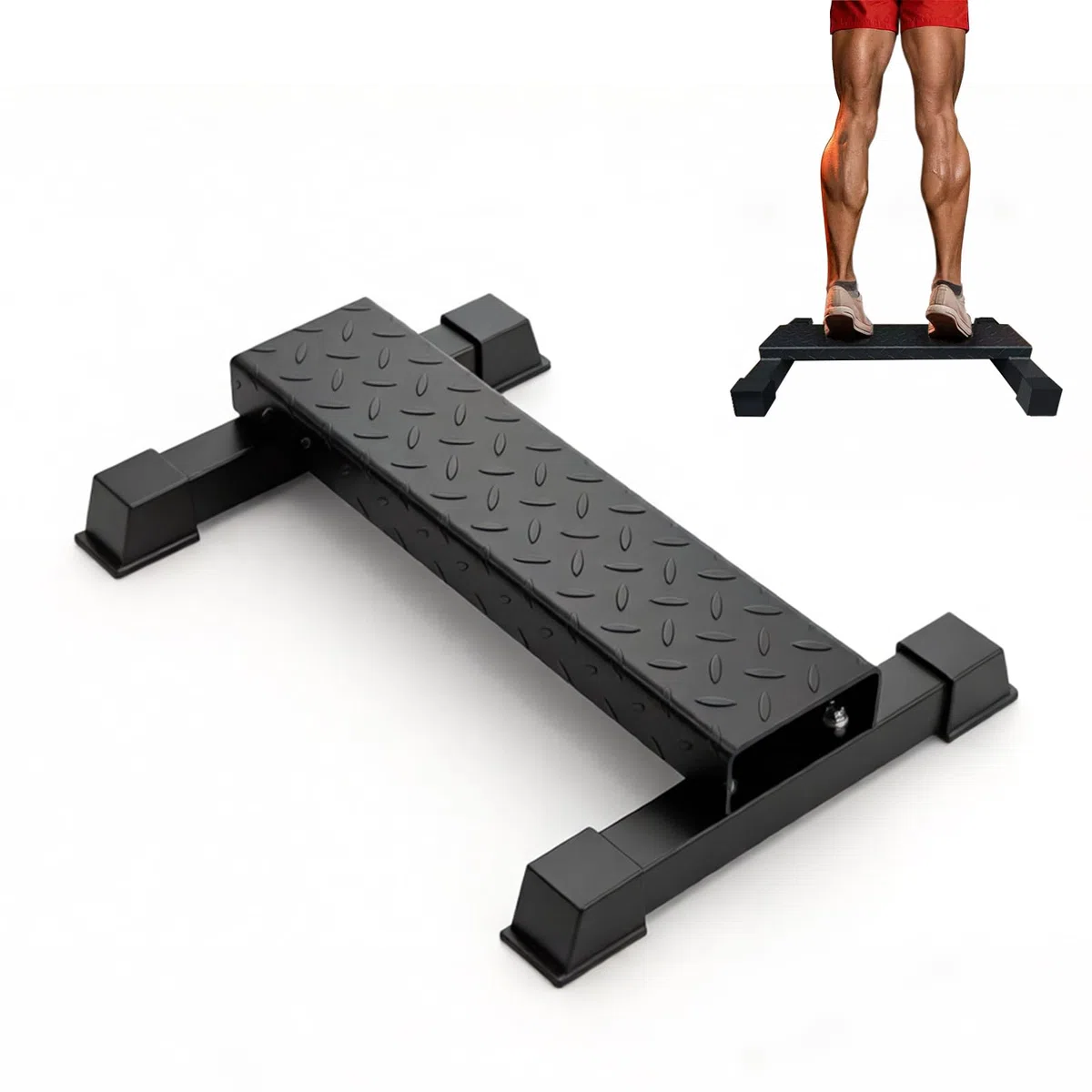 Wadentrainer, Vielseitige Wadenhebestange, Rutschfester Massiver Wadenblock aus Stahl für Wadenheben, Kniebeugen, Fußdehnungen & Dip-Übungen, Heim-Fitness, Stabil & Langlebig