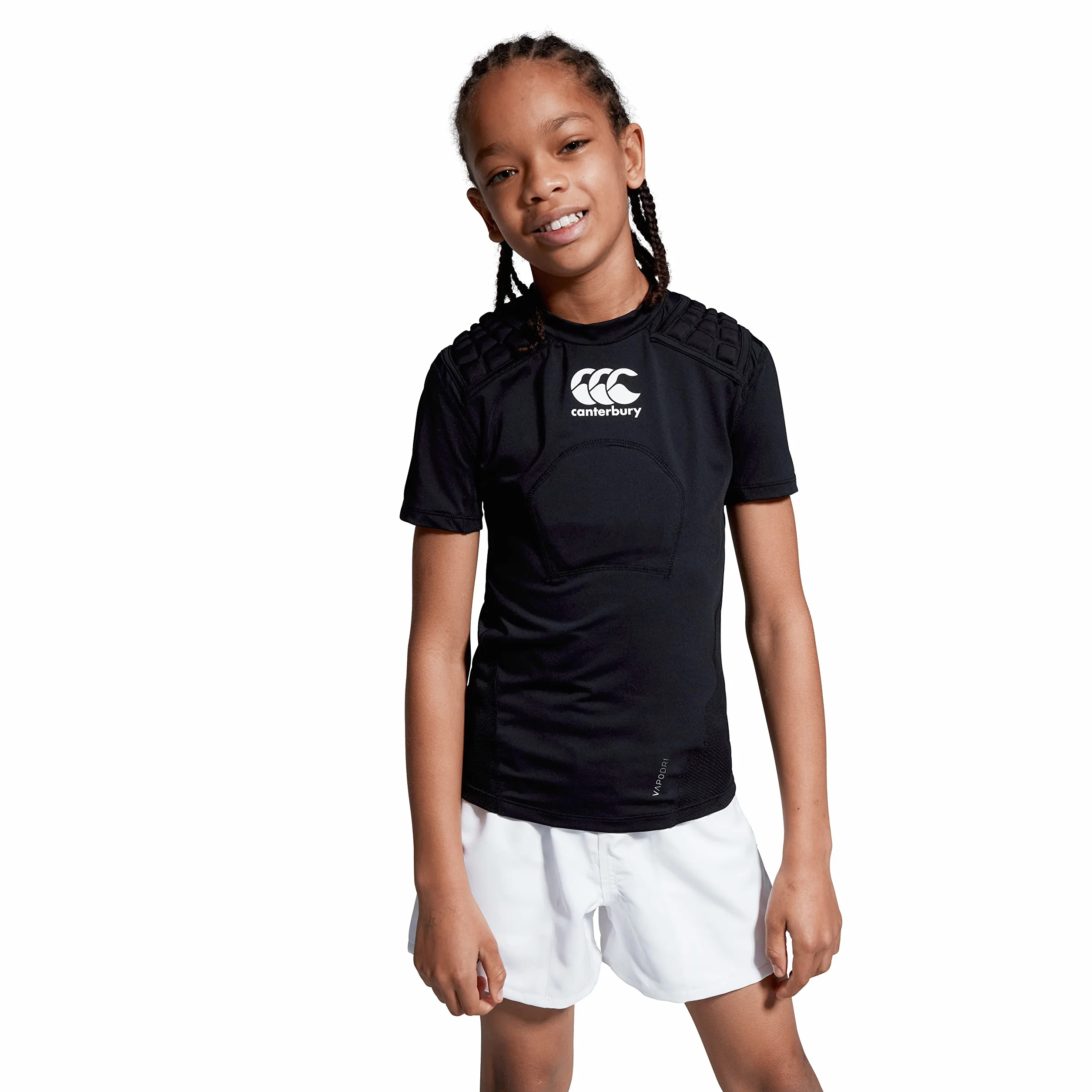 Canterbury Kid's Rugby Protection Vest, Black/Whte/Silver, MB