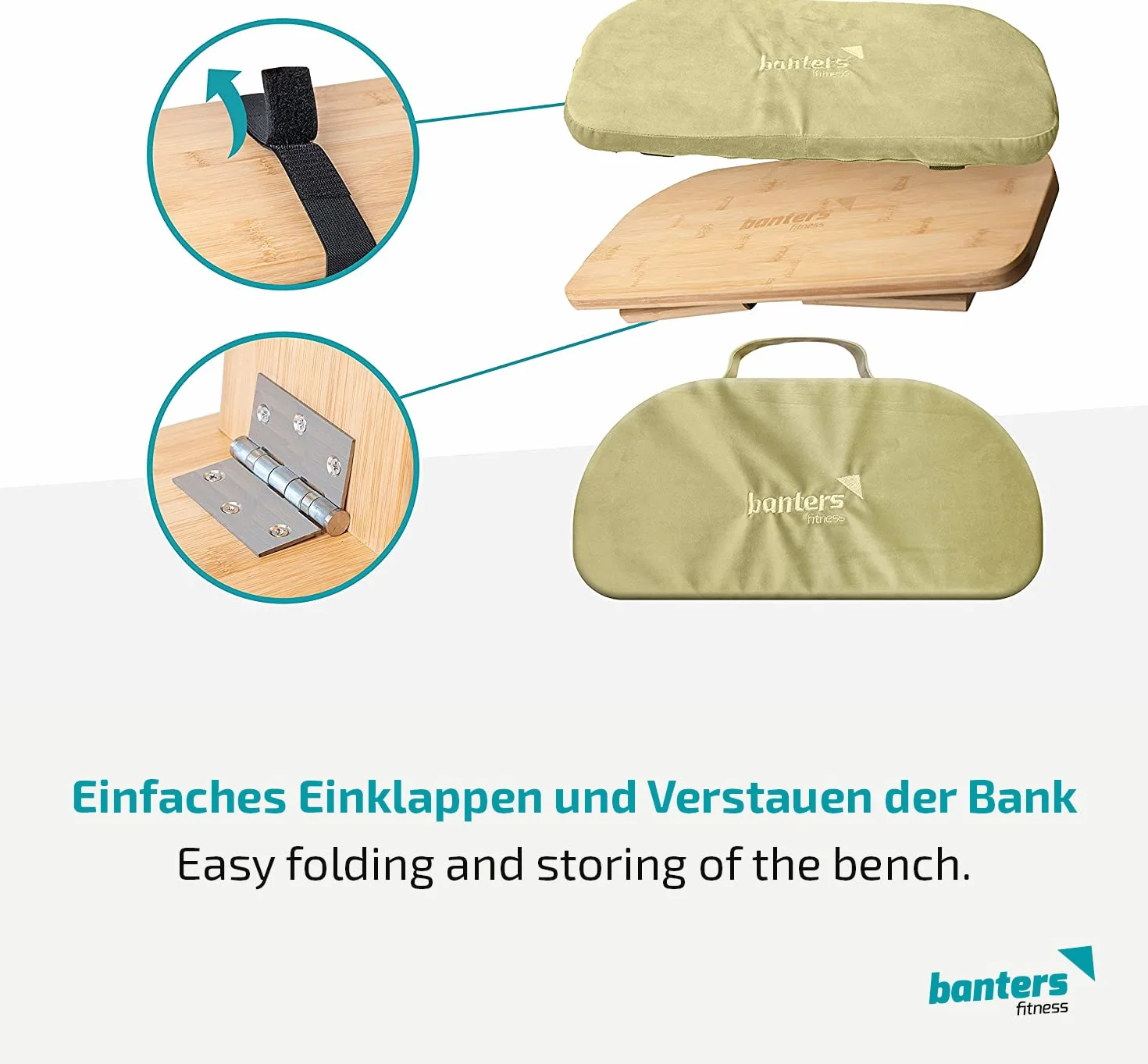 banters Meditationsbank aus Bambus, klappbarer Meditationshocker mit Kissen