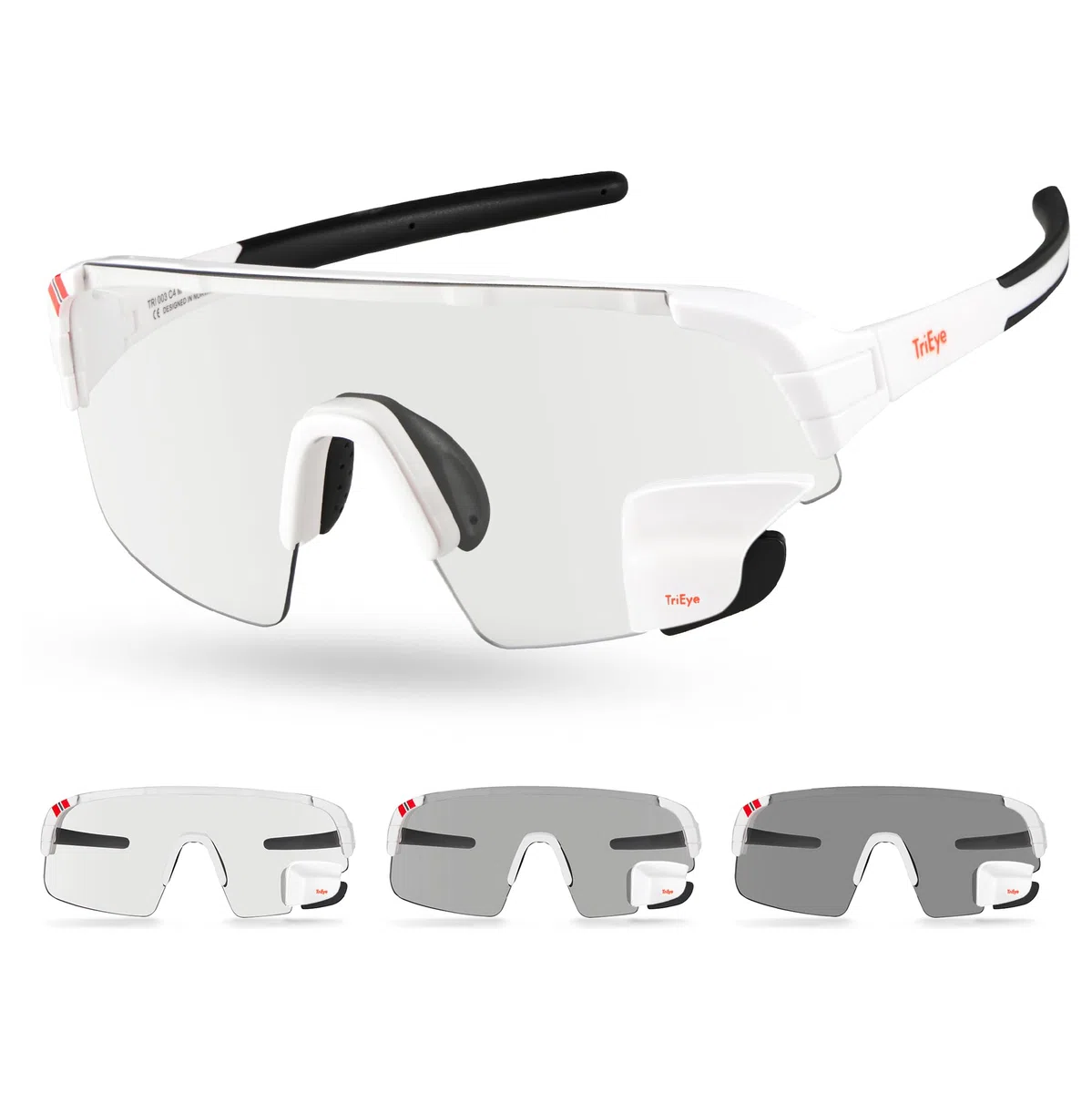 TriEye Fahrradbrille Mit Rückspiegel Links – Selbsttönende Sportbrille Für Herren & Damen – Winddicht & UV400 Schutz – Rennradbrille Für Straße & Pendler – Fahrrad Zubehör