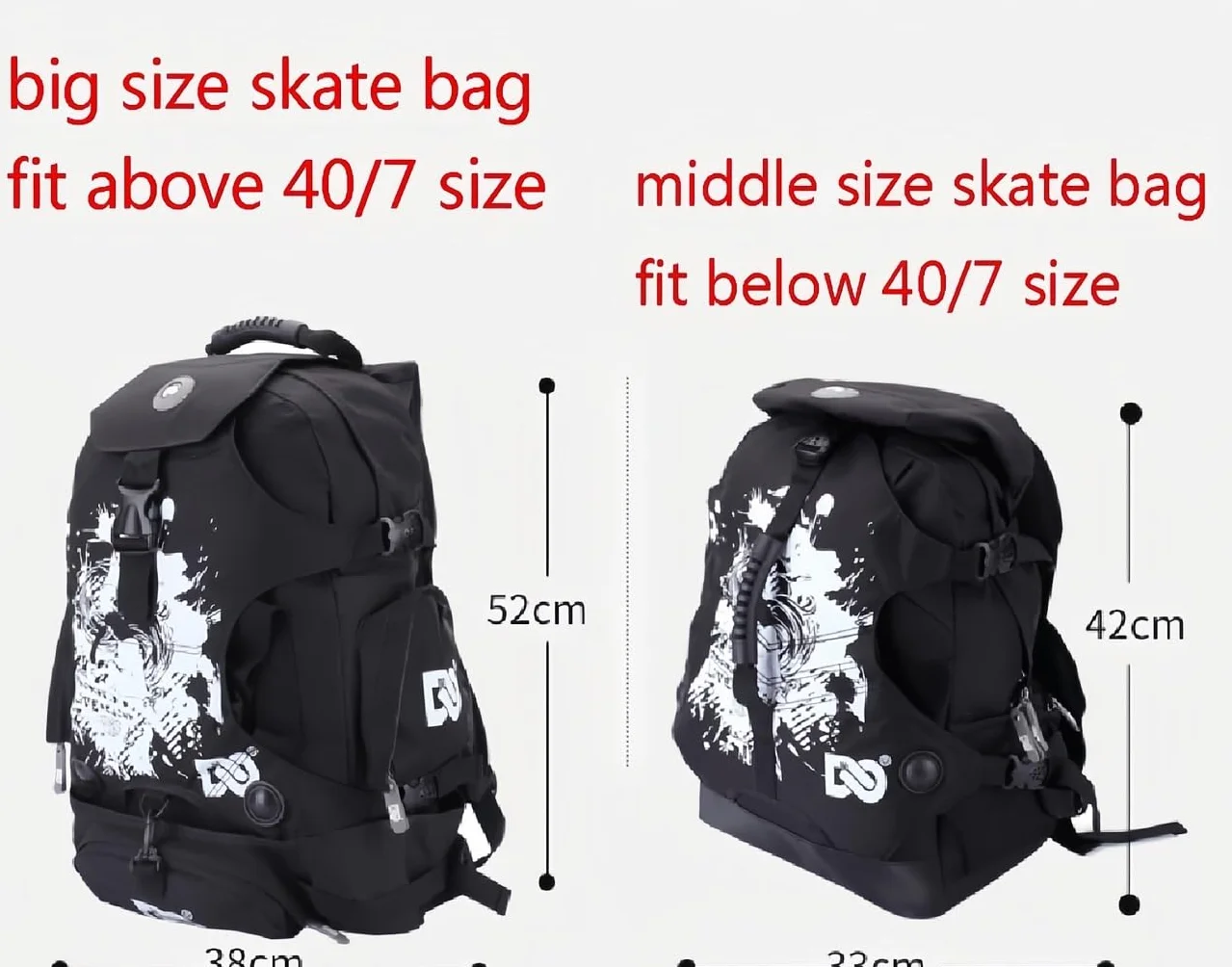 ZBH1985 Mehrfachfächer-Rollschuhrucksack zur Außenaufbewahrung von Inlineskates, Quad-Skates, Kunstlaufschuhen und Eisläufern