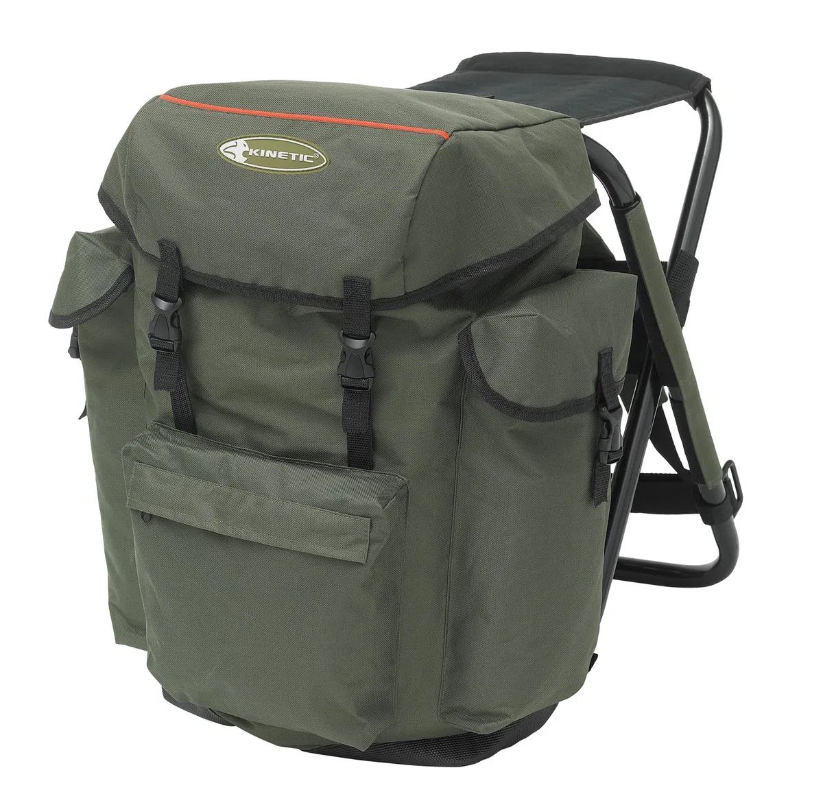 Kinetic Angel- und Jagdrucksack mit Sitz, Starkes Alu-Gestell, hoher Sitz (50cm), 35l Packvolumen, komfortabler Sitz