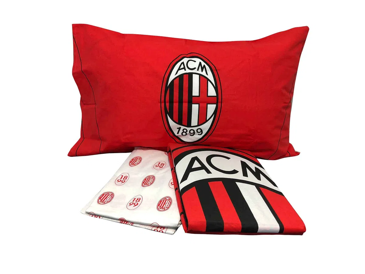AC Milan A.C. Milan hermet 1 halbes Bettlaken-Set, 100% Baumwolle, rot schwarz