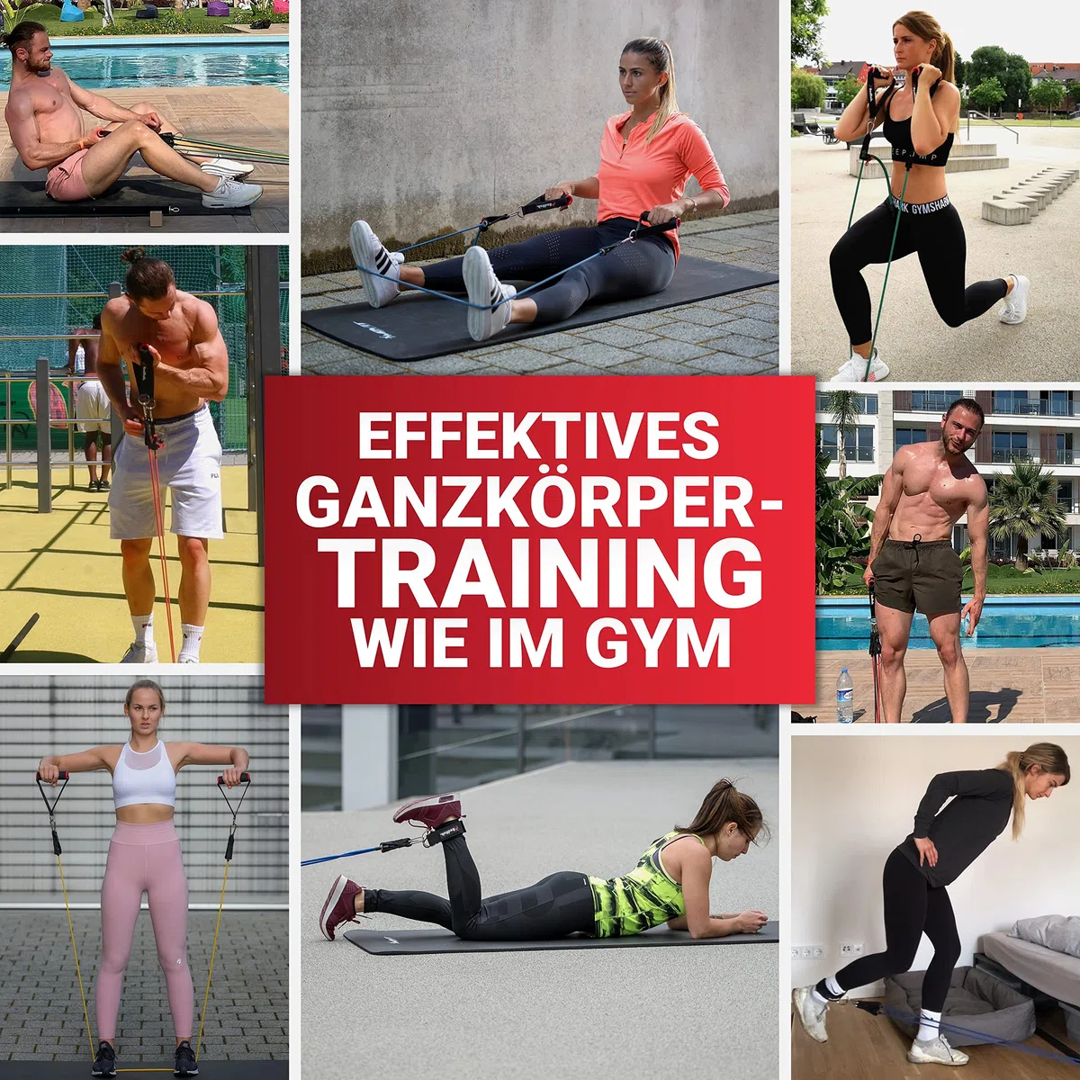 RED RAB Tubes Fitnessbänder Set mit Griff - Resistance Bands für Widerstandsbänder Krafttraining Zuhause - Expander Fitness Bänder, Gummiband Sport, Trainingsbänder, Sportbänder, Home Gym Equipment