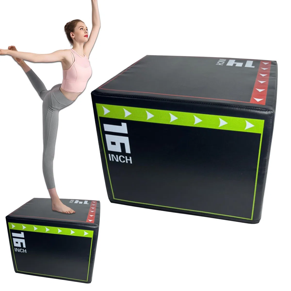 Generisch Sprungbox Für Training - rutschfeste Stoßfeste Plyo Box | Sprungtraining Tool, Verschleißfeste Fitnessgeräte Für Zuhause Gym, Soft-Schaumstoff-Kern, Gelenkschonendes Workout, Schwarz