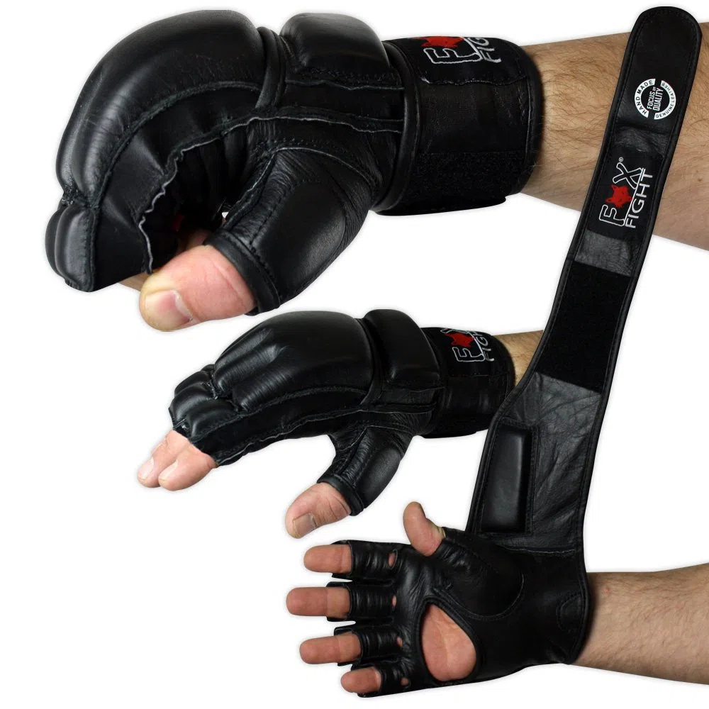 FOX-FIGHT Freefight MMA Handschuhe professionelle hochwertige Qualität echtes Leder Boxhandschuhe Sandsack Training Sparring Muay Thai Kickbox Kampfsport BJJ Sandsackhandschuhe Gloves