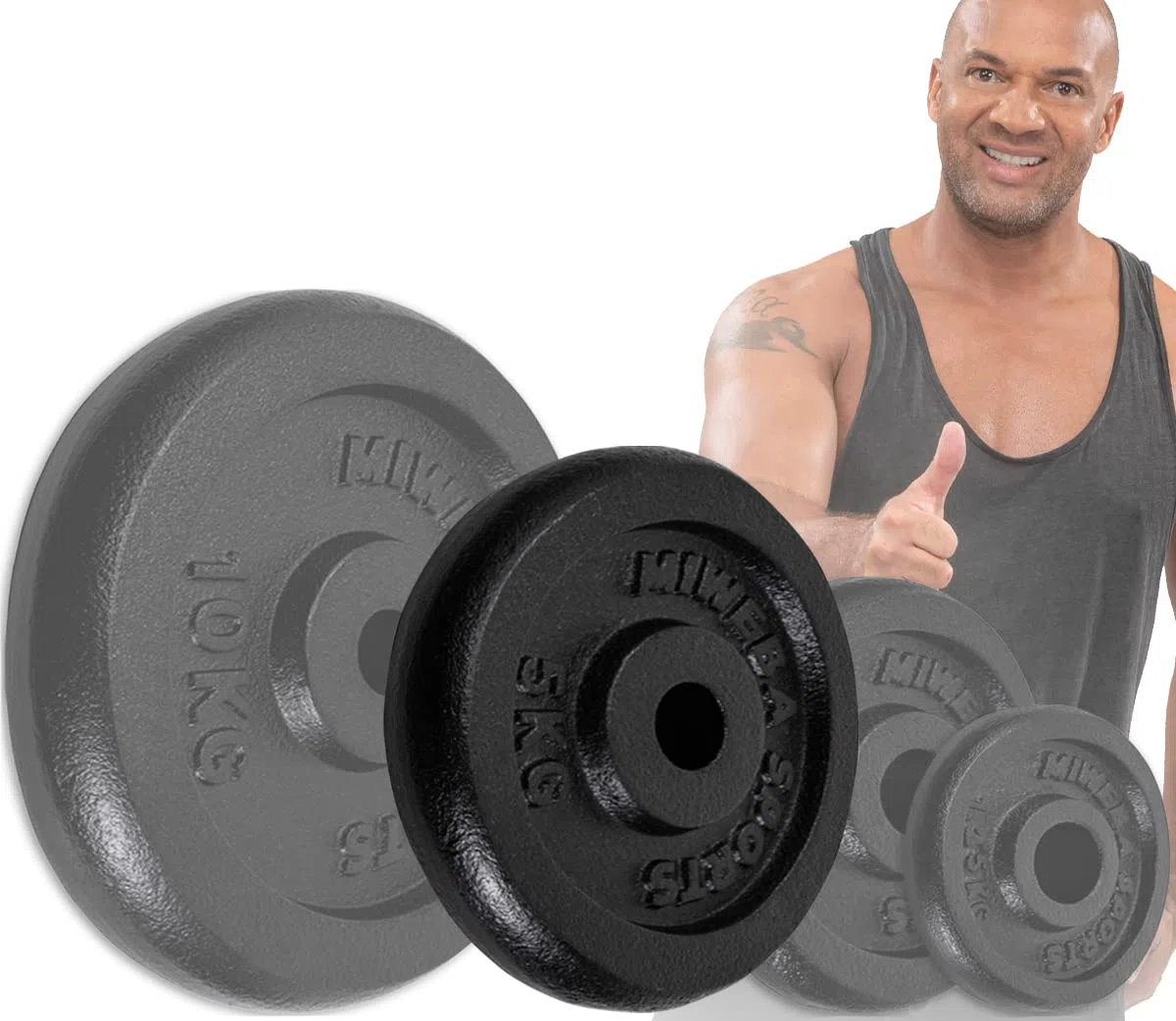Miweba Sports Hantelscheiben Set HSG | 𝐏𝐫𝐨𝐟𝐢 Hanteln - 1.25-10.0 Kg Hantelscheibe - Hantel Scheiben - Gusseisen Gewichte - Ø 30/31 mm - Hantelset - Gewichtsscheiben - Hantelgewicht