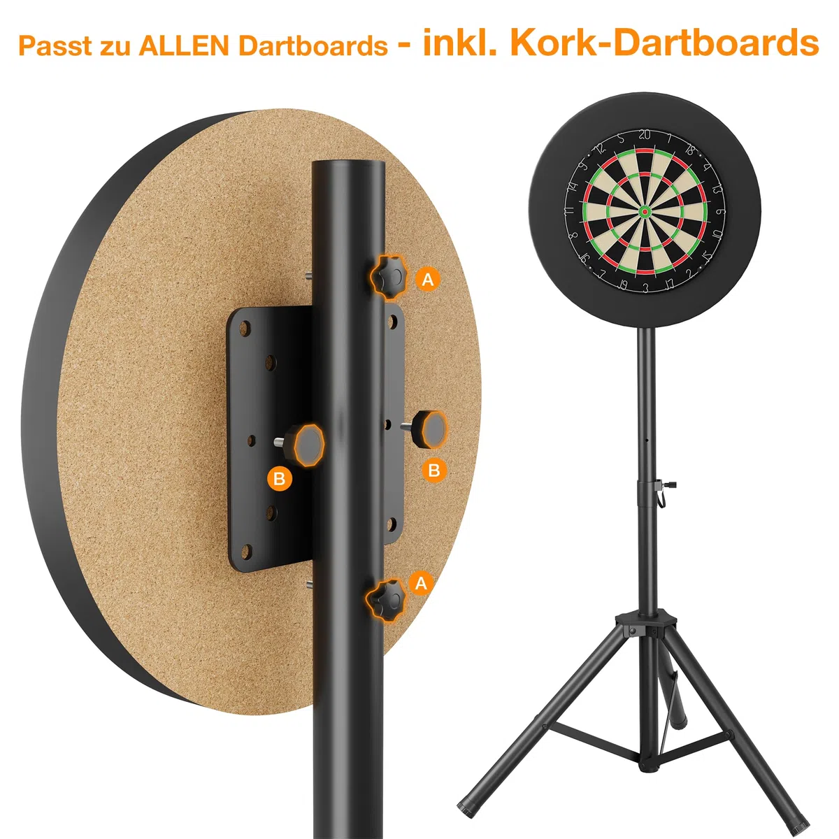 Heavy Duty Dartständer für Dartscheibe mit Tragetasche – Faltbar Dartscheibe Ständer Höhenverstellbar(106-200cm) – Tragbar Ständer für Klassische & Elektronische Dartboards – Extra Stabil