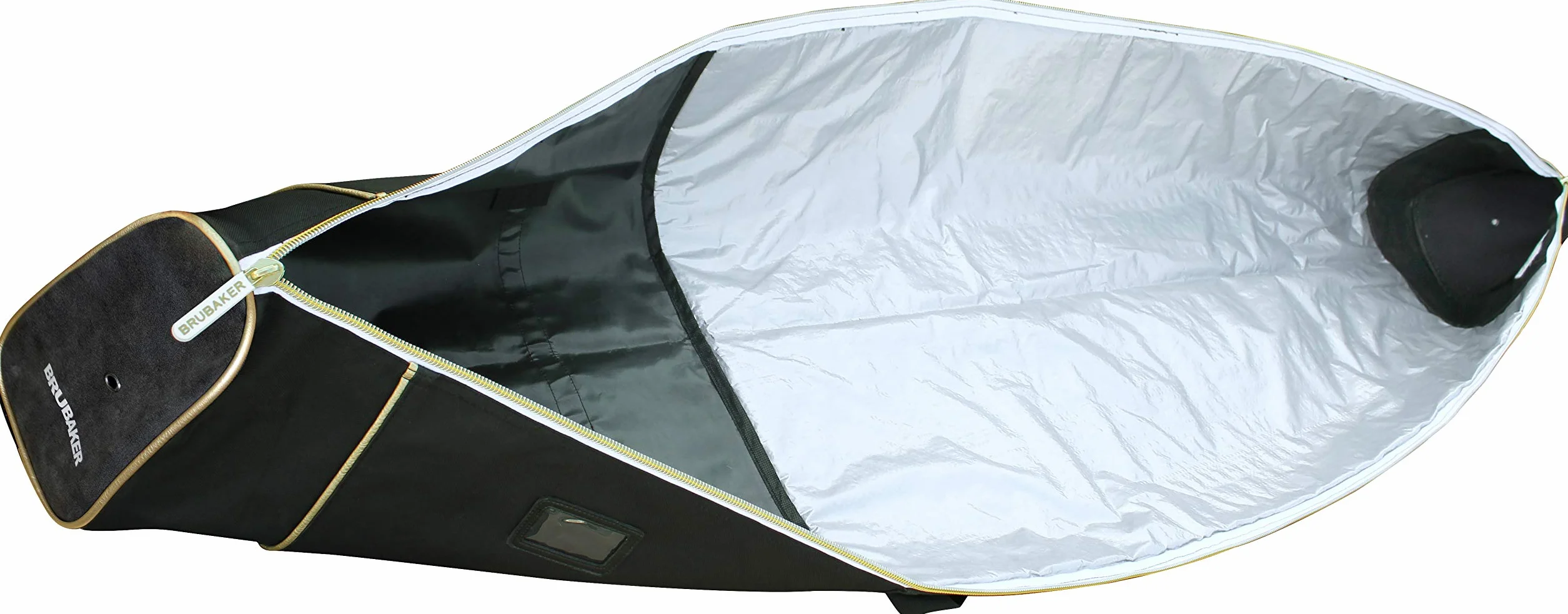 BRUBAKER Kombi Set Grenoble - Skisack und Skischuhtasche für 1 Paar Ski + Stöcke + Schuhe + Helm - Schwarz Gold