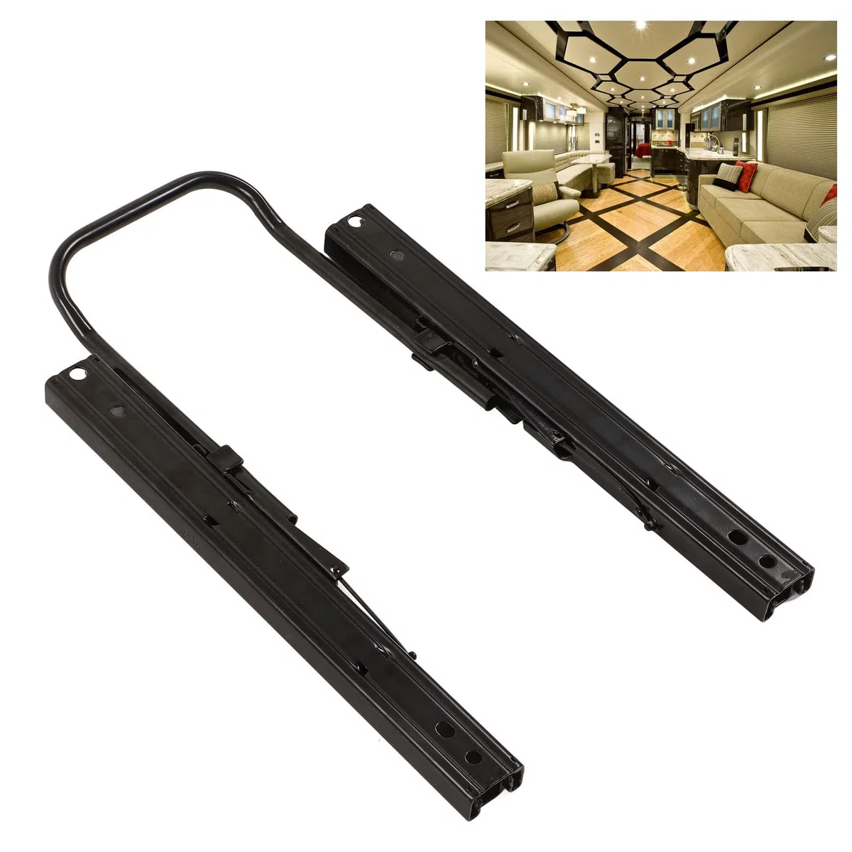 Aramox Sitzschienen-Set, Doppelt Verriegelbare Sitzgleitschienen, Sitzschienen-Set aus Stahl, Doppelschienen, Doppelt Verriegelbar, Verstellbare Sitzschienen für Wohnmobile, Boote, LKW