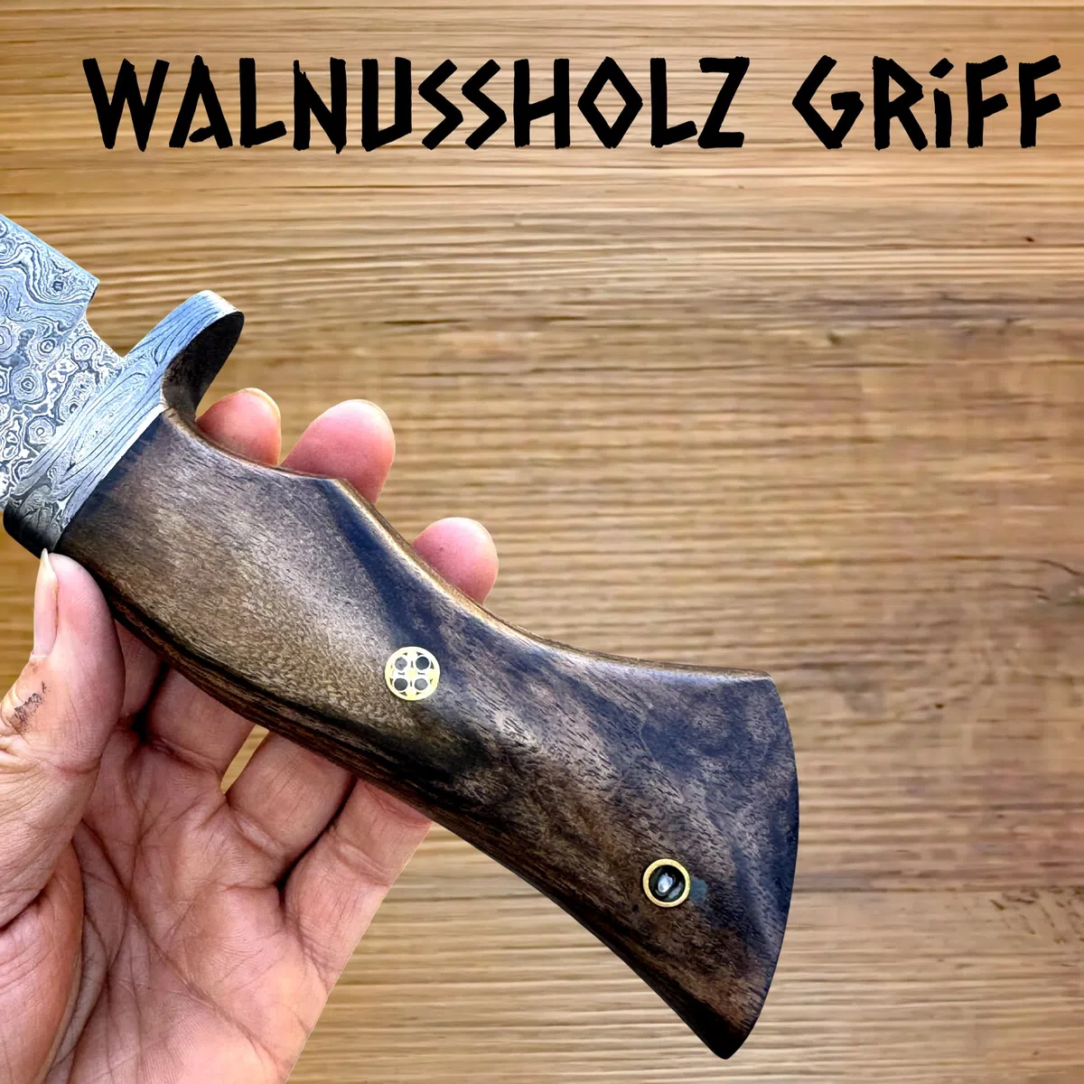 Danast Jagdmesser-Taschenmesser-12 cm klinge Echtes 150 DamastStahl lagen Walnussholz Griff Ideal zum Häuten mit Lederscheide