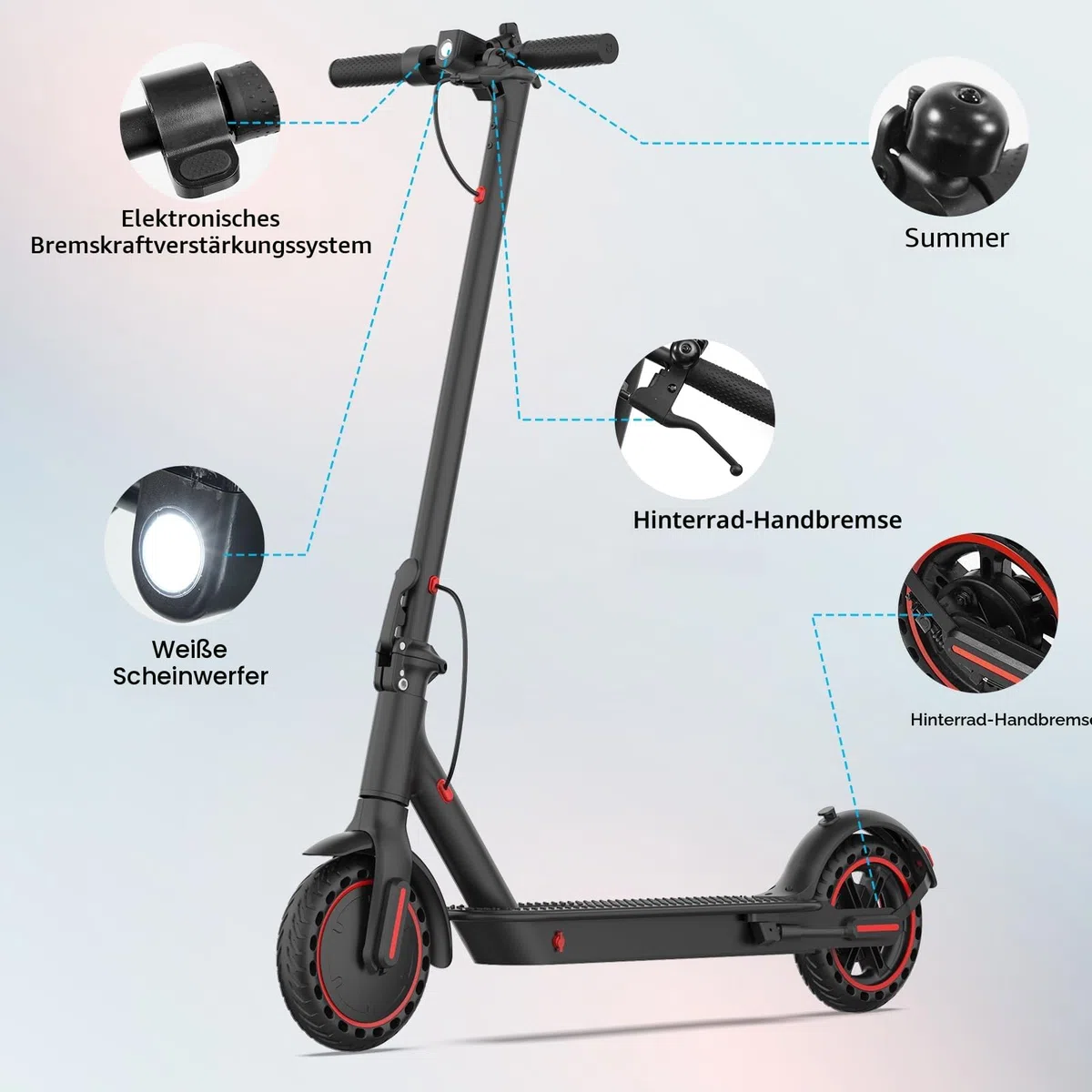 8,5 Zoll Elektroroller, E-Roller mit Straßenzulassung,3 Geschwindigkeitsmodi, 10,4 Ah Klasse A Akku, mit App-Steuerung,35 km Reichweite & 120 kg Tragkraft