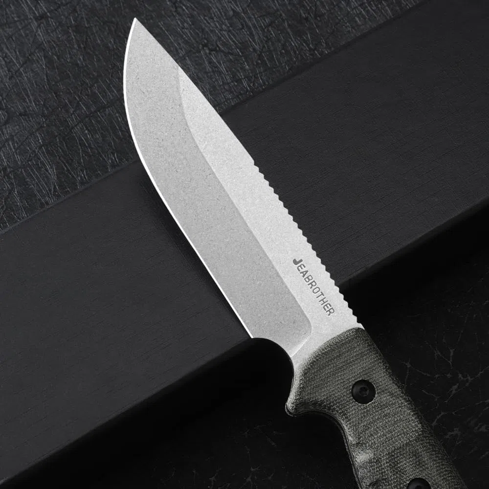 JEABROTHER, 14C28N steel, Miketa handle, fixed blade, camping, fishing (BK0230A)