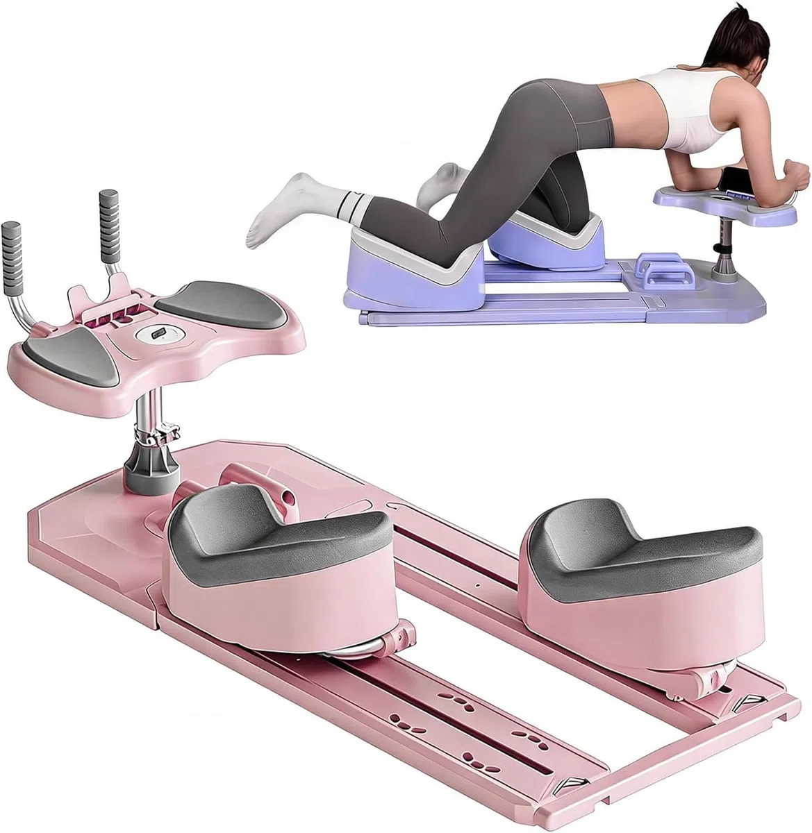 fitnessgeräte für zuhause,Reformer Pilates Maschine,6 in 1 Spine Trainer Waist Trainer Digital Timer Home Fitness Equipment taillentrainer Damen sportgerät(Pink,120 * 38 * 38)