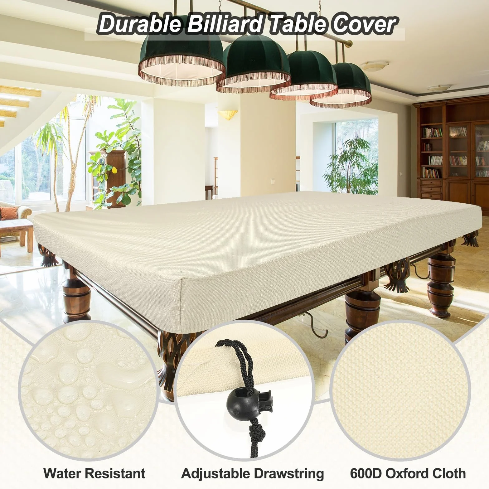 PATIKIL Billiard Pool Tischabdeckung 9 Fuß Oxford Wasserdichte Outdoor Indoor Staubdichte Billard Tischabdeckung Billard Zubehör Zum Schutz Von Pool Tisch Zuhause Club Bar Prosecco
