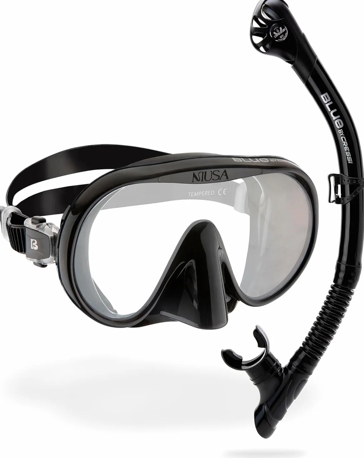 CRESSI Musa & Scilla Black- Mask & Snorkel Kits, Schwarz, Einheitsgröße, Erwachsene