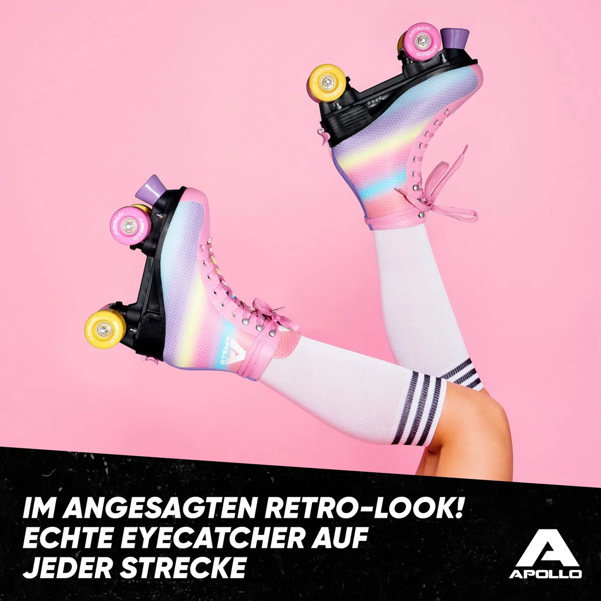 Apollo Disco Roller, Classic Roller | Rollschuhe für Kinder und Erwachsene | größenverstellbare Quad-Skates, 3 Größen, verstellbar von 31 bis 42 | Rollschuhe Damen in schicken Designs