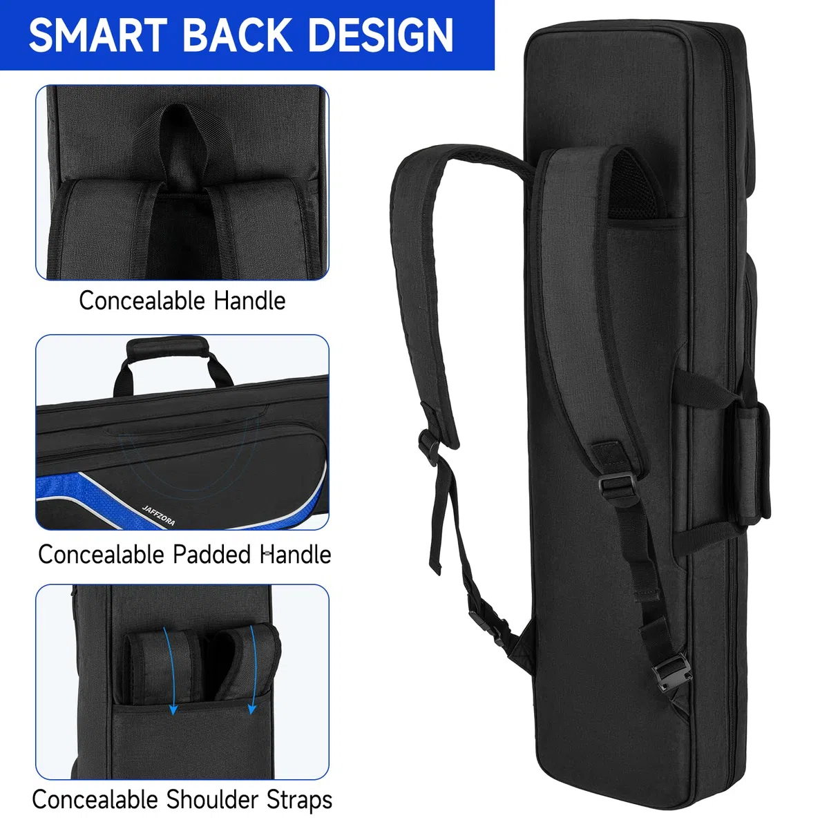Billardqueue-Tasche für 4 x 5, Pool-Stick-Tragetasche für 4 Hintern und 5 Schäfte, Billardqueue-Tasche mit 14 Taschen und Schultergurten