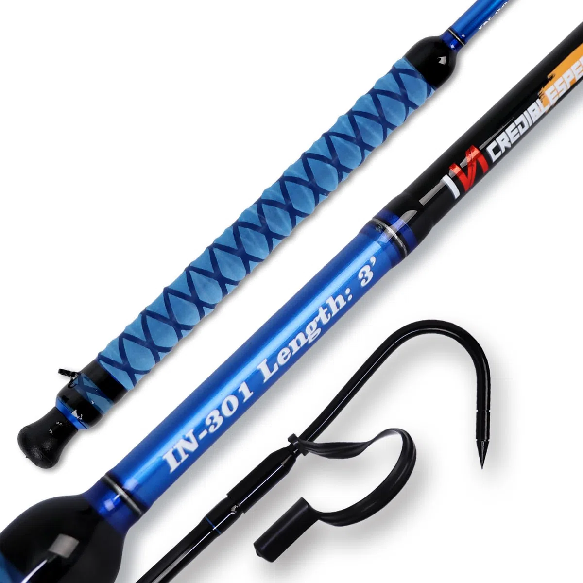 Fiblink Fishing Gaff Tragbarer Fisch-Gaff mit Edelstahl-Angelhaken, rutschfestem Griff und Fiberglas-Schaft für Salzwasser, Offshore, 91 cm, 150 cm, 180 cm