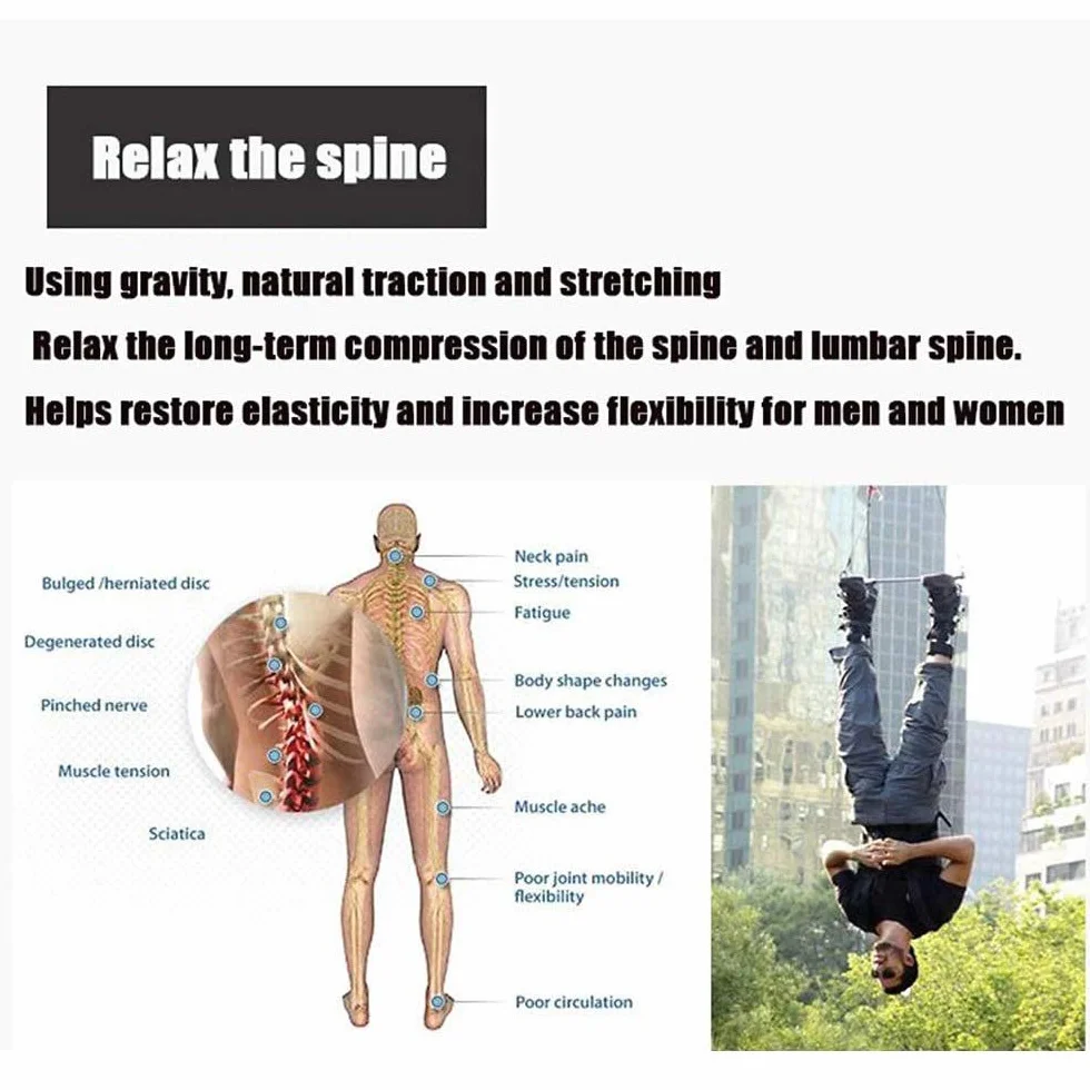 Schwerkraft-Stiefel zur Stärkung des Rumpfes und zur Linderung von Rückenschmerzen, Inversions-Fitness-Trainingsgerät mit Handstandstange und Bauch-Crunch-Haken