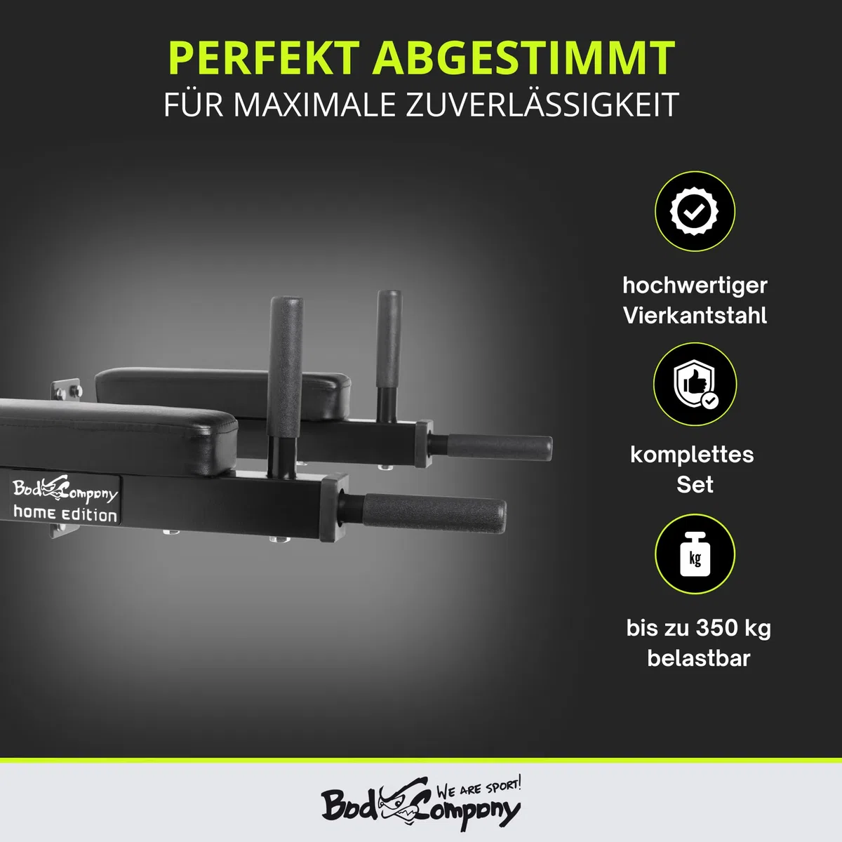 Bad Company Dip-Station zur Wandmontage I Dips-Barren zur Anbringung an der Wand für das Homegym I Parallettes I BCA-46