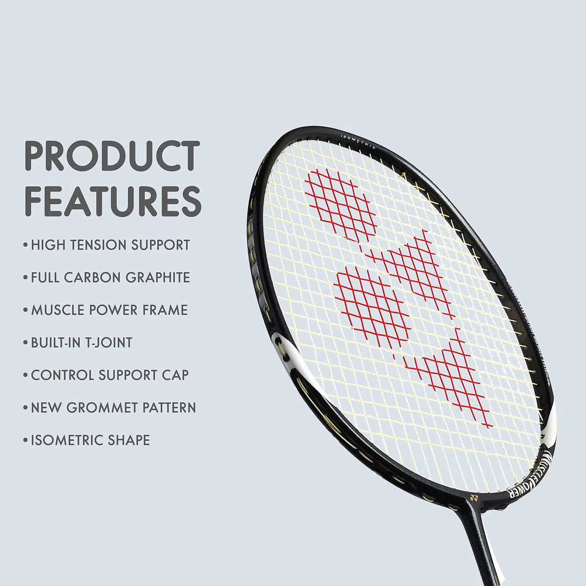 Yonex Badmintonschläger Muscle Power Serie mit Full Cover High Tension Pre Strung Schläger