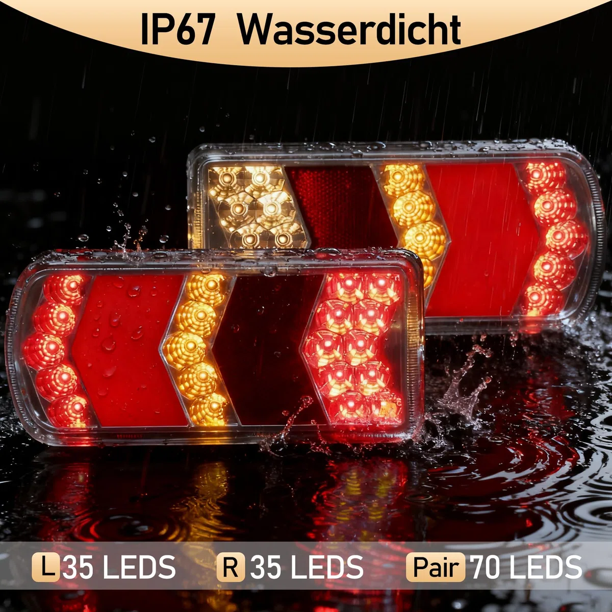LED Rückleuchten Set für Anhänger 12V/24V, Wasserdicht Anhänger Beleuchtung Rücklichter für Wohnwagen PKW LKW Traktor (7-in-1 Anhaenger Rücklicht Komplettset)