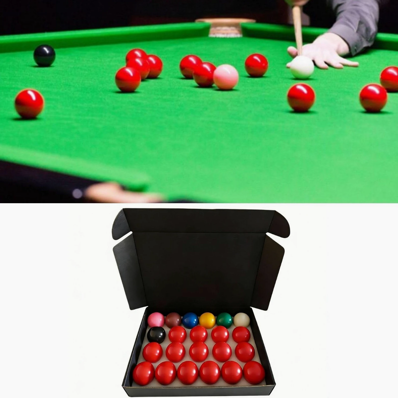 Snooker Kugeln Set, 22 Stück 52,5 mm Snooker Balls Set Harz Britisches Billardkugeln Set, 15 Rote, 6 Farbige und 1 Weiß Kugel