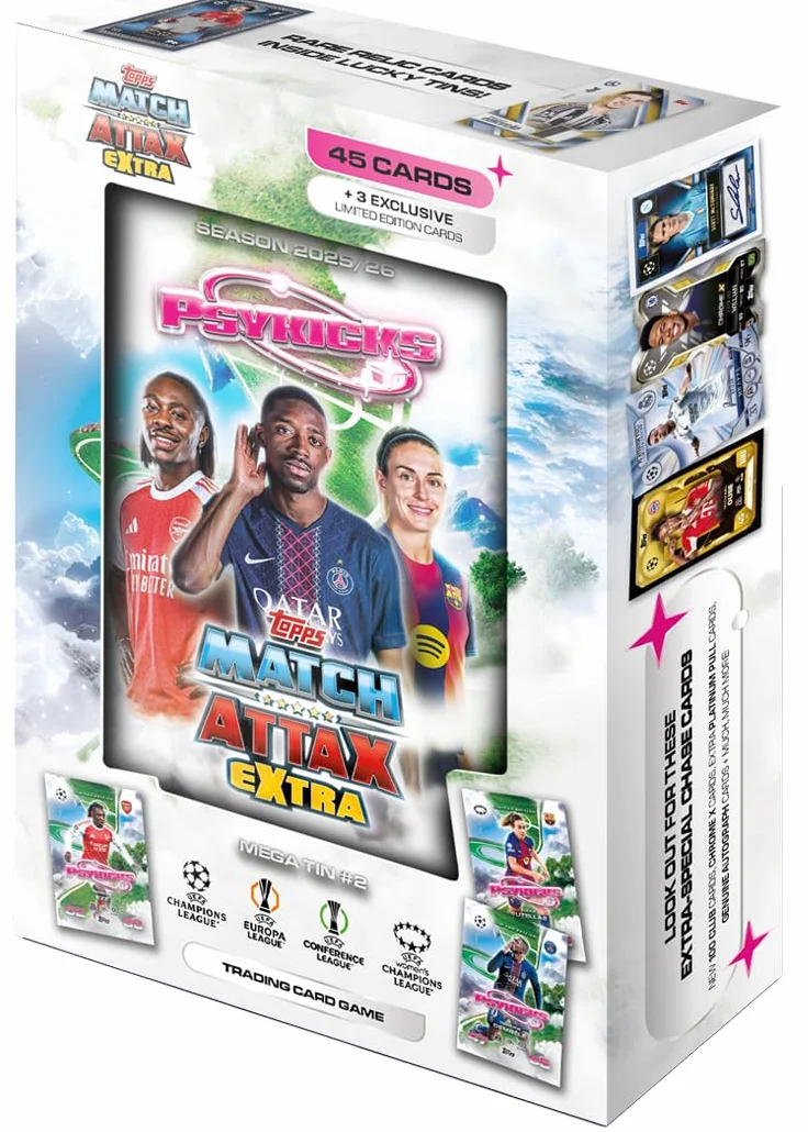 Topps UCC Match Attax Extra 2026 - Mega Tin - Pyskicks - enthält 48 Karten, darunter 3 Pyskicks-LE-Karten.