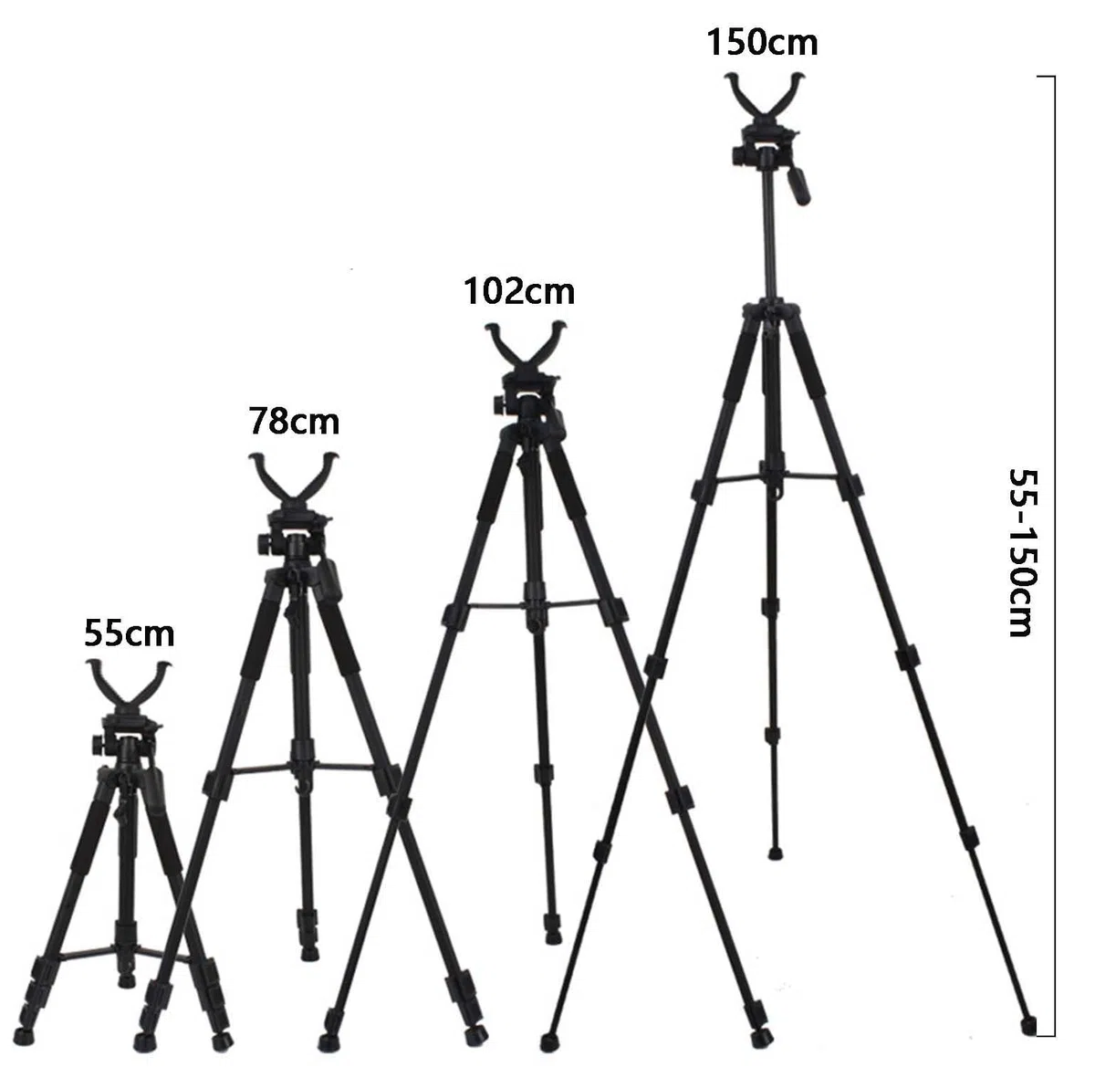 Zielstock Jagd Dreibein, Pirschstock Jagd 3 Bein oder Schießstock Dreibein mit Schnellverschlußsystem – Verstellbar von 55cm bis 150cm