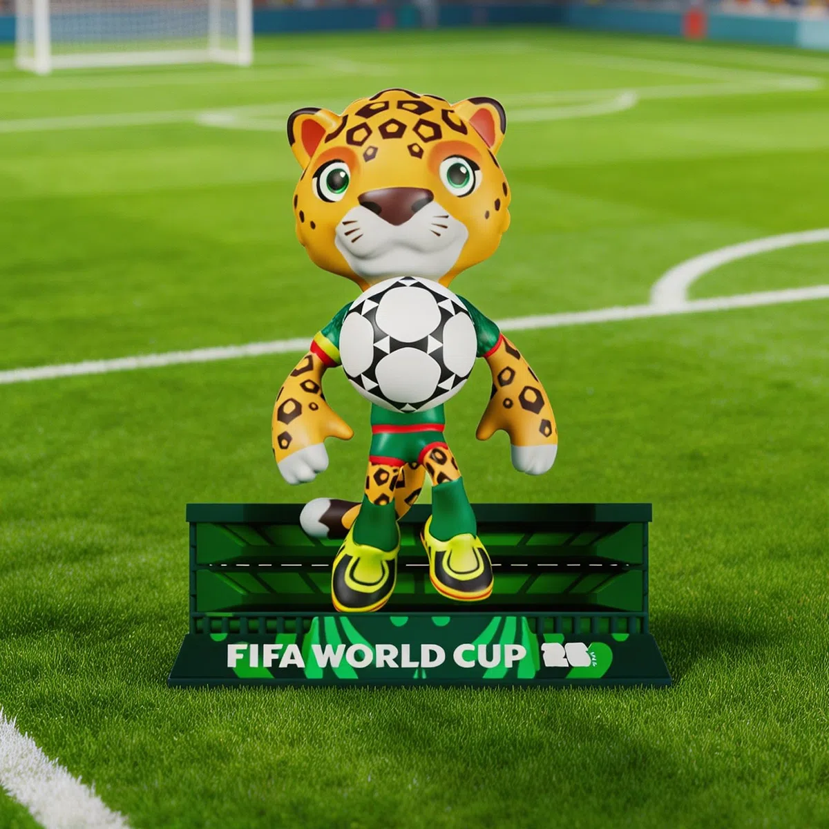 Sanyetral FIFA World Cup 2026 3PCS Maskottchenfiguren für Erwachsene, Mehrfarbig, beinhaltet Clutch, Zayu, Maple,Court-Set A (6 cm)