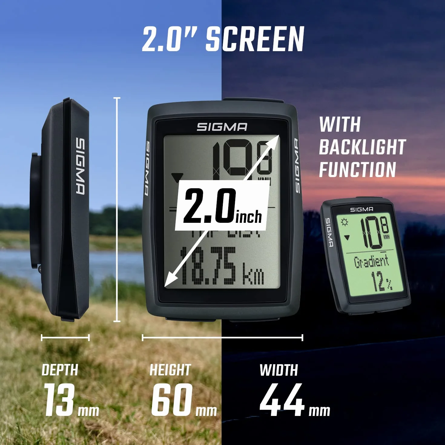 SIGMA BC 14.0 WL CAD| kabelloser Fahrradcomputer mit 14 Funktionen inkl. Trittfrequenzmesser |Barometrische Höhenmessung | Bergtouren | Einfache Bedienung mit großen Tasten und übersichtlichem Display