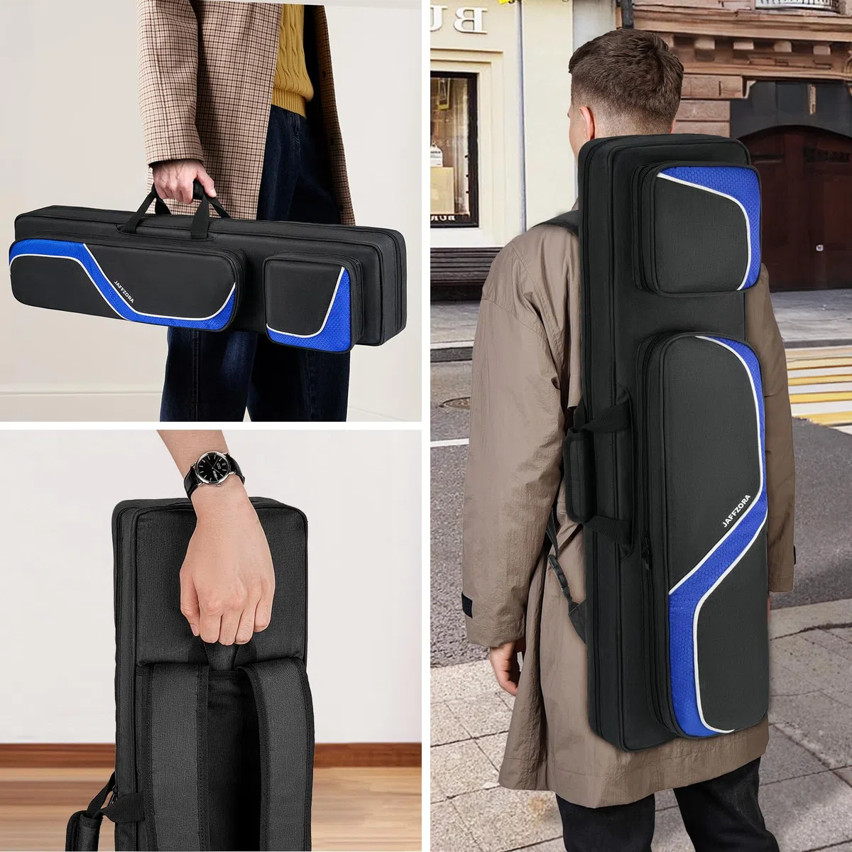 Billardqueue-Tasche für 4 x 5, Pool-Stick-Tragetasche für 4 Hintern und 5 Schäfte, Billardqueue-Tasche mit 14 Taschen und Schultergurten