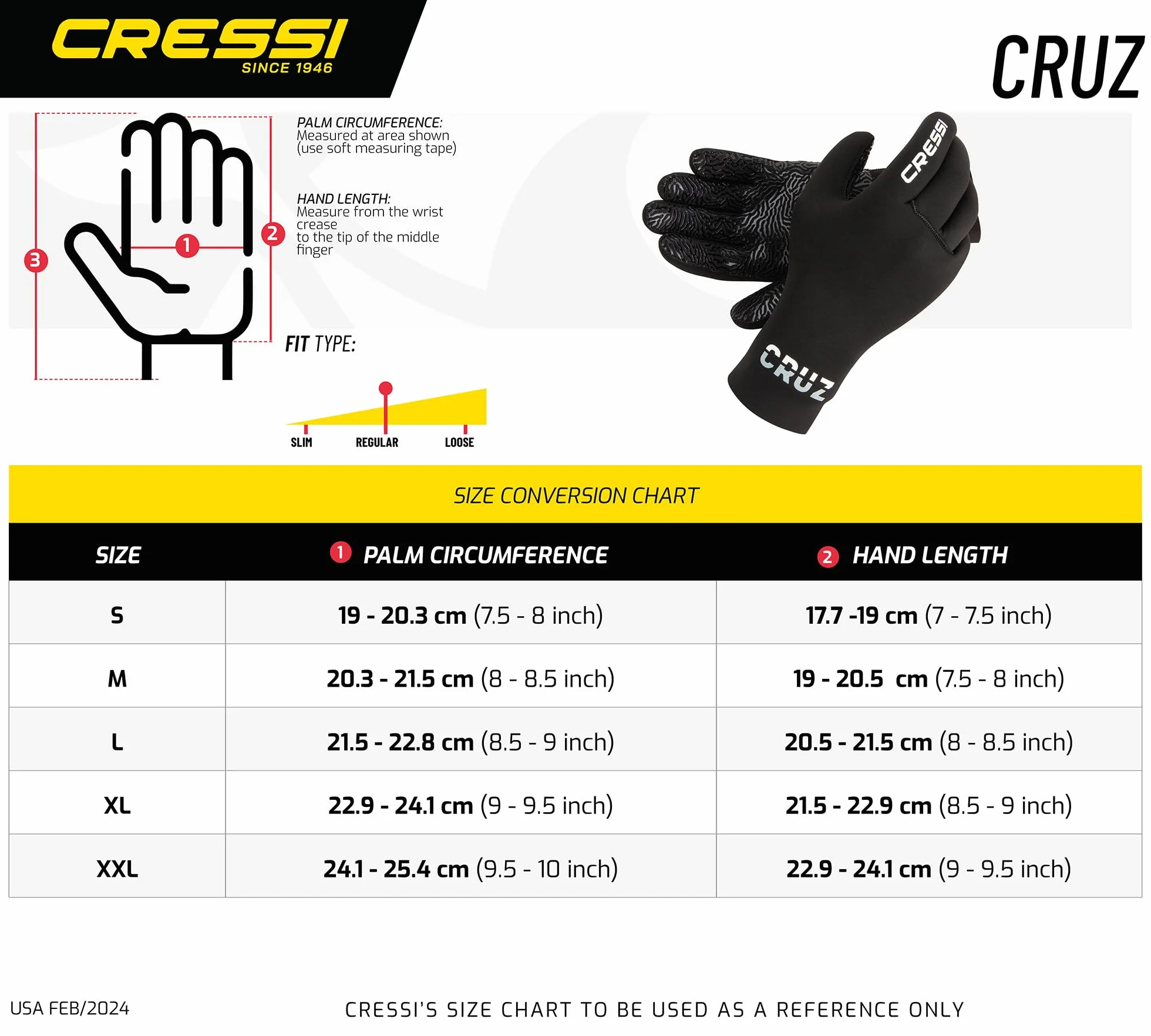 CRESSI Cruz Gloves 3mm - Neopren Tauchhandschuhe Schwarz 3mm Anti Slip Palm System, Erwachsene Unisex