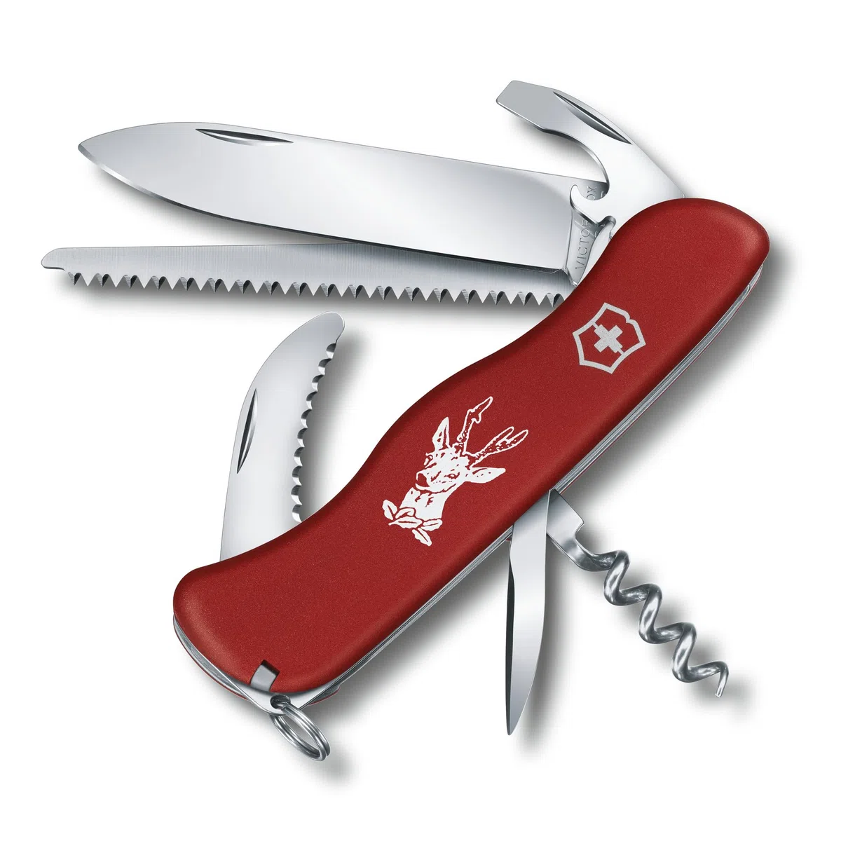Victorinox Schweizer Taschenmesser, Hunter, Jagdtaschen Messer, Swiss Army Knife, 12 Funktionen, Korkenzieher, Kapselheber, Feststellklinge
