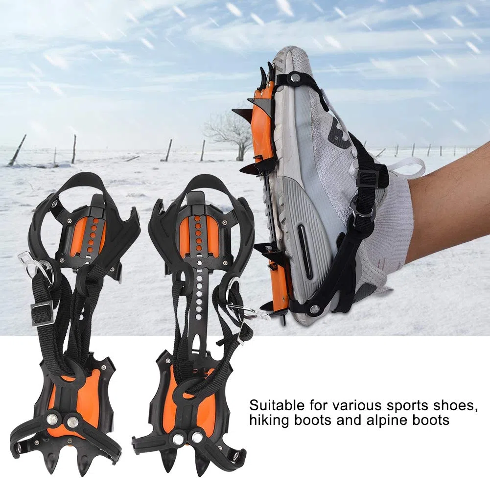 Erwachsene Steigeisen mit 10 Manganstahl Zähne, Verstärke Eisspikes, Verschleißfest Spikes Schuhkrallen, für Winter High Altitude Wandern Bergsteigen auf EIS Schnee Gletscher