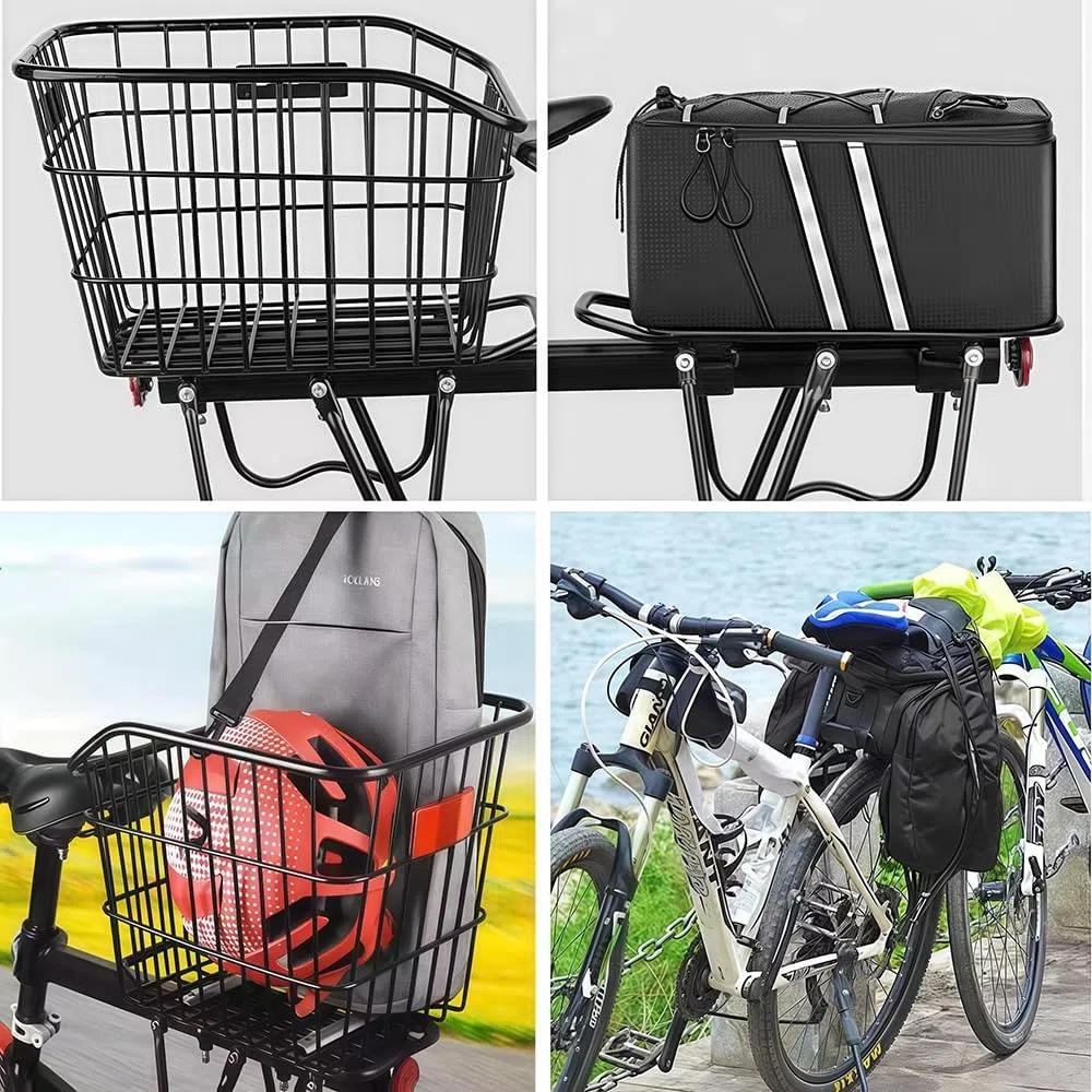 Hinterer Fahrradträger für Fahrrad, 110Lbs/50kgs Kapazität Fahrradgepäckträger mit reflektierendem, verstellbarem Schnellspanner Mountain Road Bicycle Cargo Rack