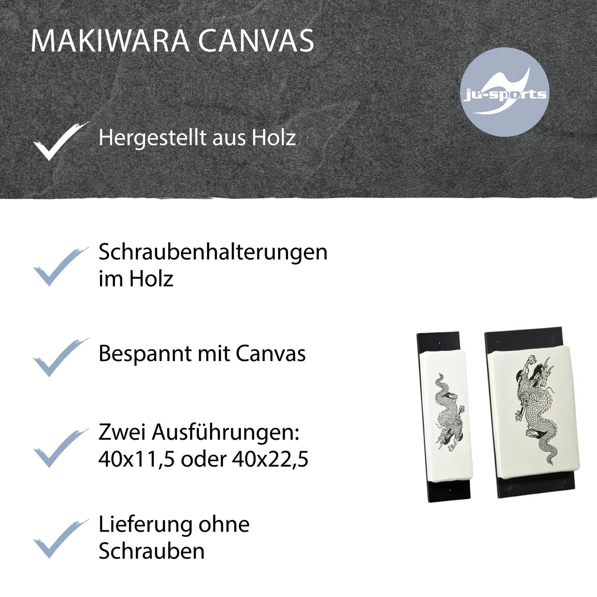 Ju-Sports Makiwara Canvas Schlagpolster Kampfsport 1 STK I Traditionelles Trainingsgerät im Budosport I Aus Holz I Für die Wand