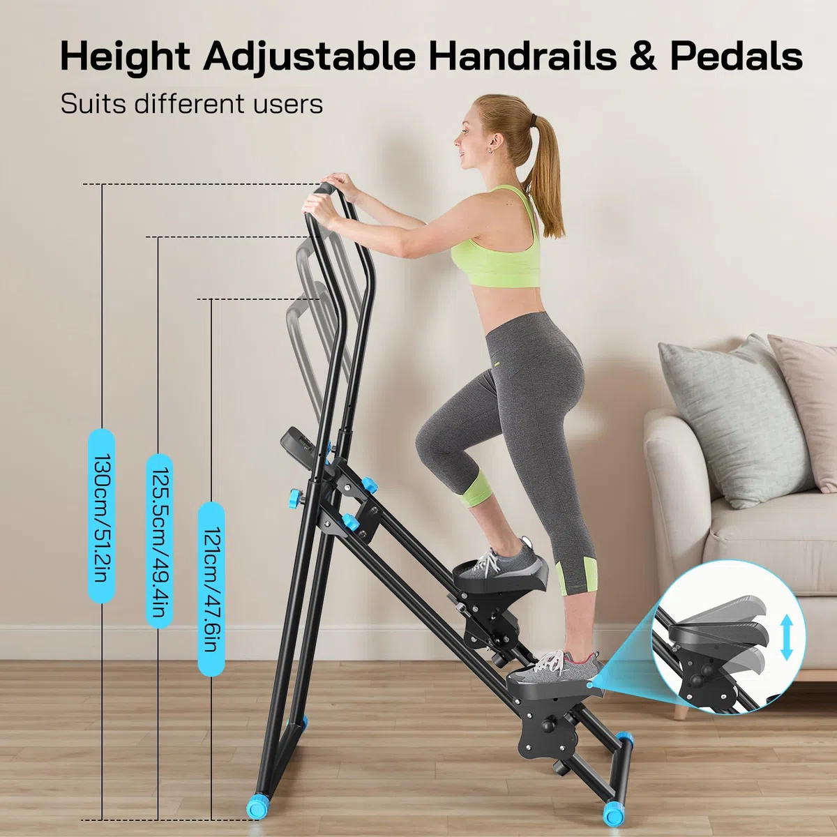 2025 Neues Stepper für Zuhause,Vertical Climber Maschine Stairmaster für Ganzkörper-Workout, Compact Folding Cardio Übung Climber mit erweiterten Schrittweite,verstellbare Lenker & Pedale