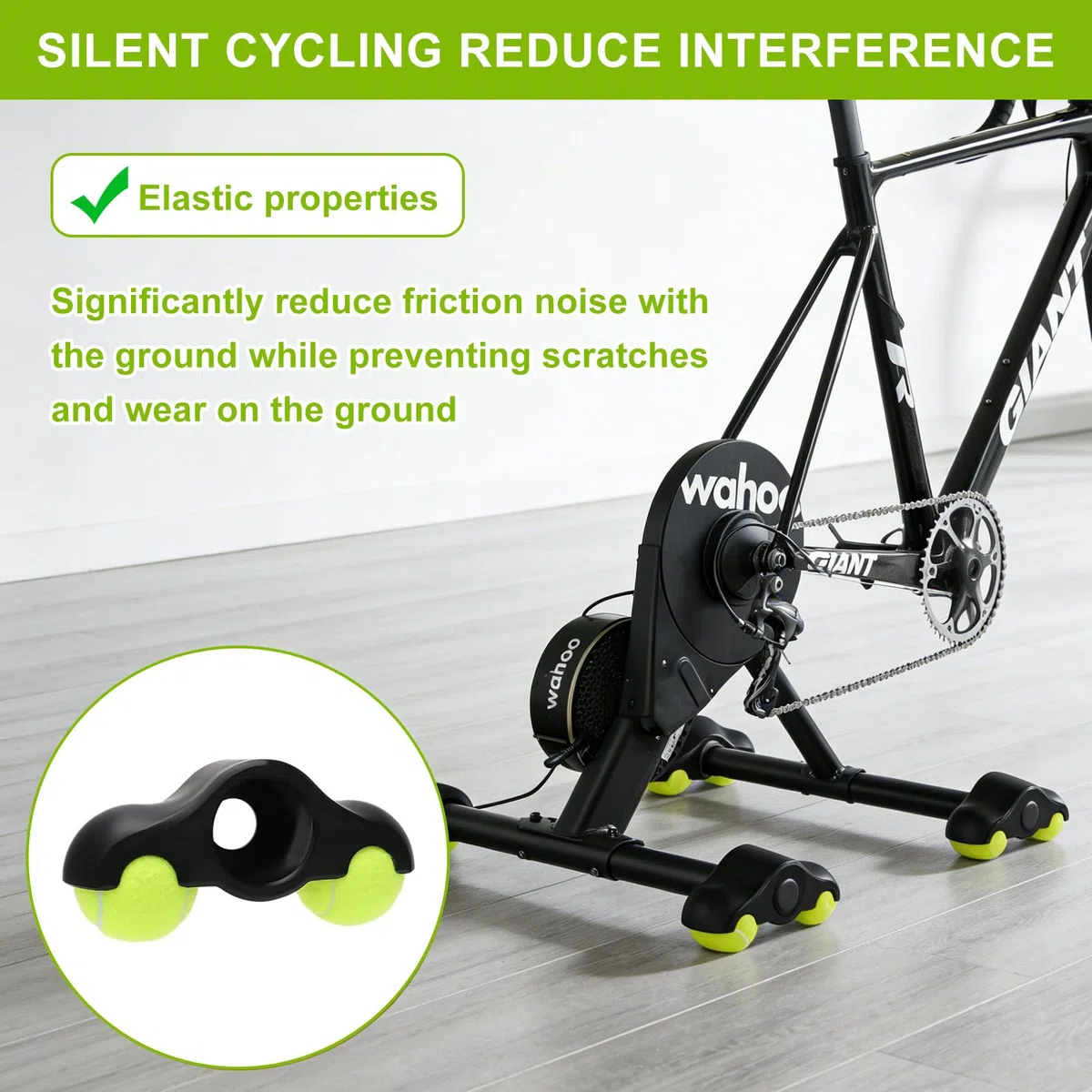 Rocker Plate Feet, 4 Stück Indoor Cycling Snap Rocker Feet Adapter, Tragbarer Wippplatten-Fahrradtrainer, Tennisballfüße für Wahoo Kickr Core 4 Rollentrainer, Mit 8 Tennisbällen
