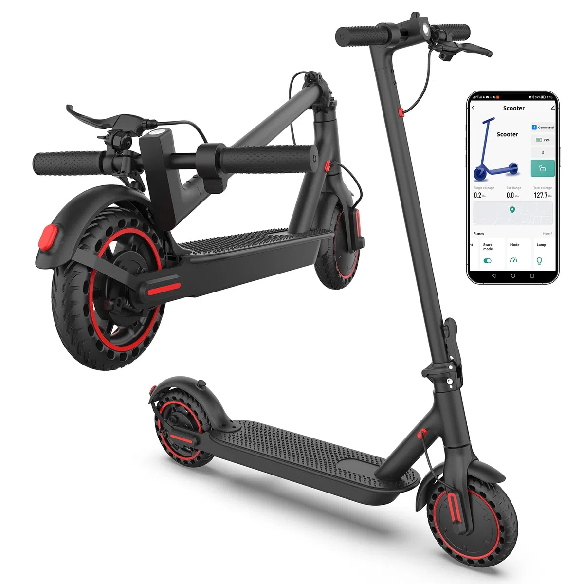 8,5 Zoll Elektroroller, E-Roller mit Straßenzulassung,3 Geschwindigkeitsmodi, 10,4 Ah Klasse A Akku, mit App-Steuerung,35 km Reichweite & 120 kg Tragkraft